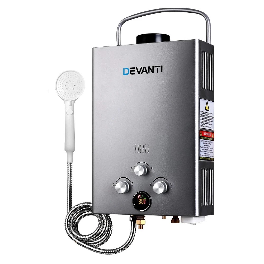 1 Devanti Portable Gas Water Heater LPG System - Beige, 1 of 9