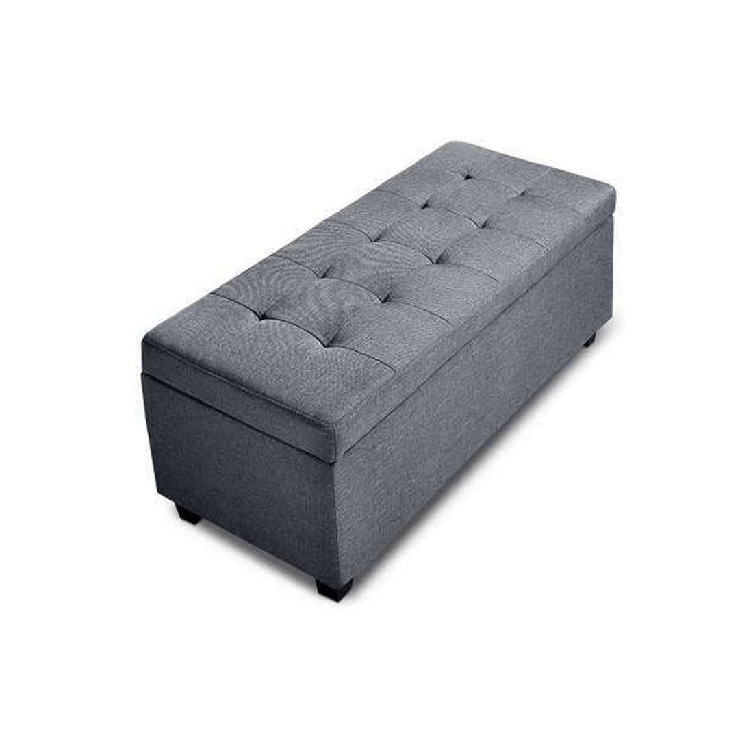 4 Artiss Storage Ottoman Blanket Box 97cm Linen - Grey, 4 of 7