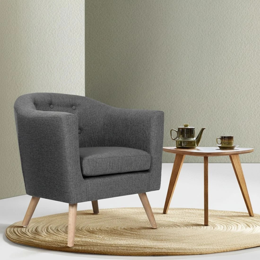 6 Artiss Armchair Tub Chair  Adora - Grey, 6 of 6