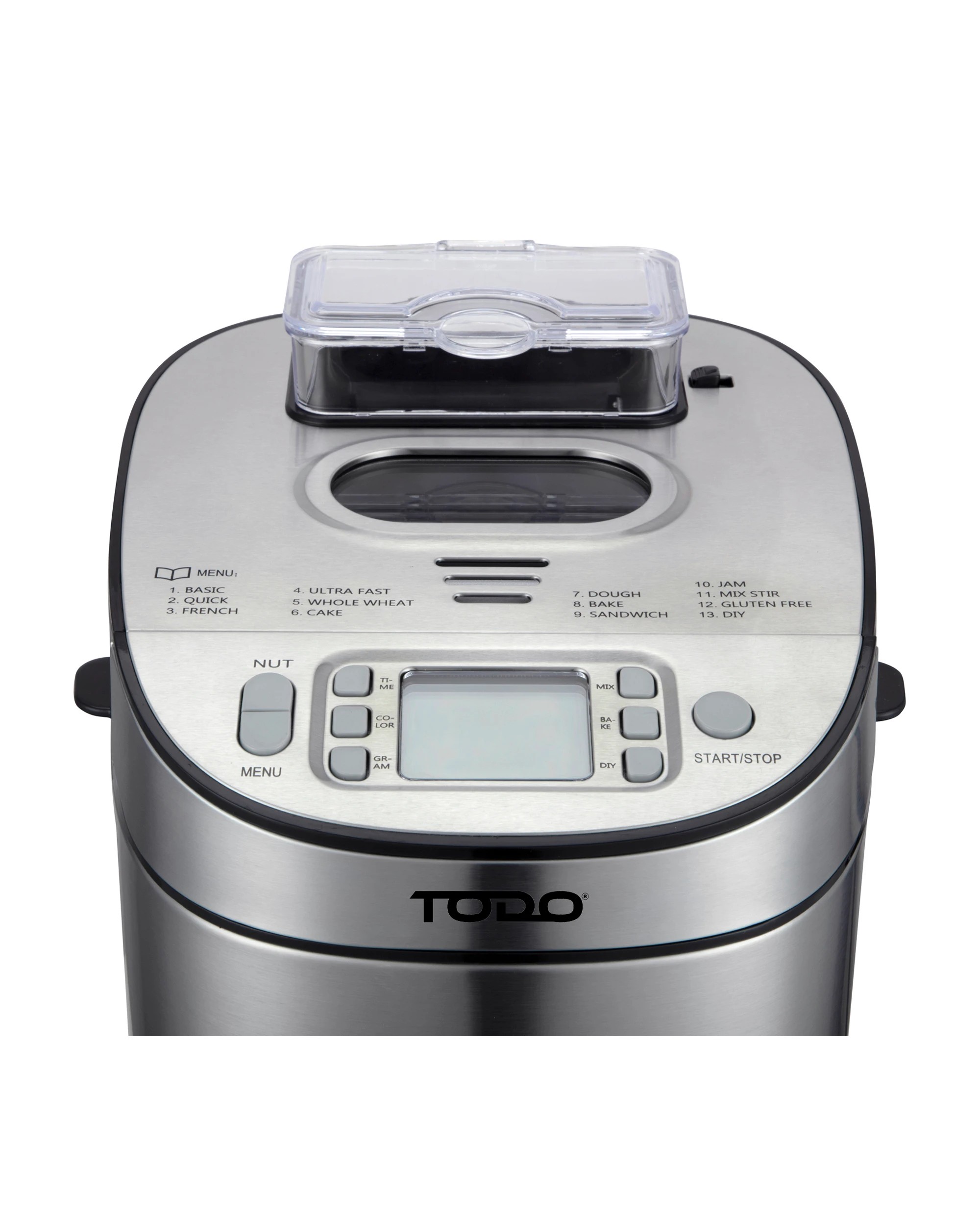 4 TODO Stainless Steel Bread Maker 13 Programs Menu 550W Power Fruit Nut Dispenser Keep Warm Function, 4 of 7