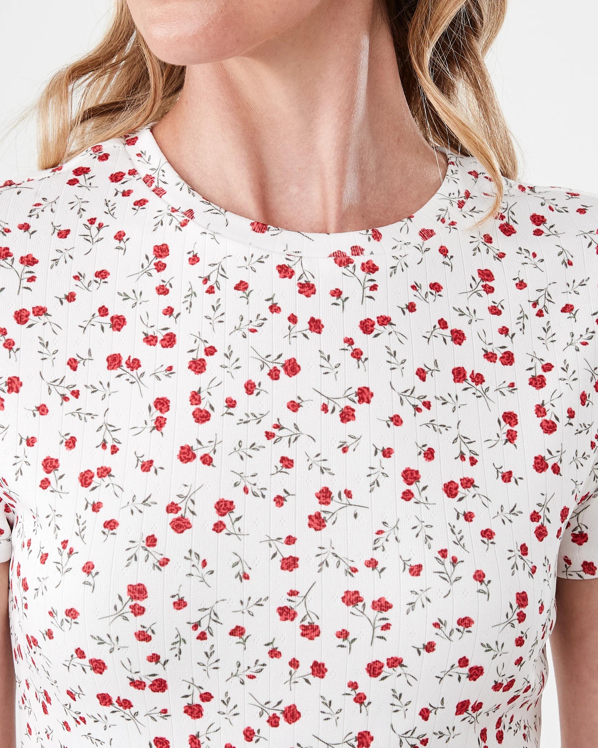 5 Short Sleeve Pointelle Printed T-shirt Litt Rose, 5 of 6