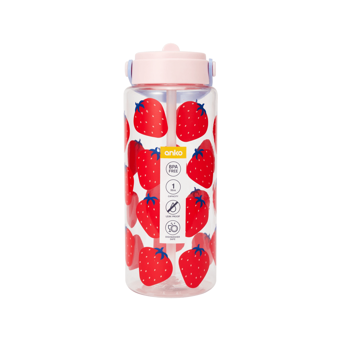 6 1L Drink Bottle with Handle - Strawberry, 6 of 6