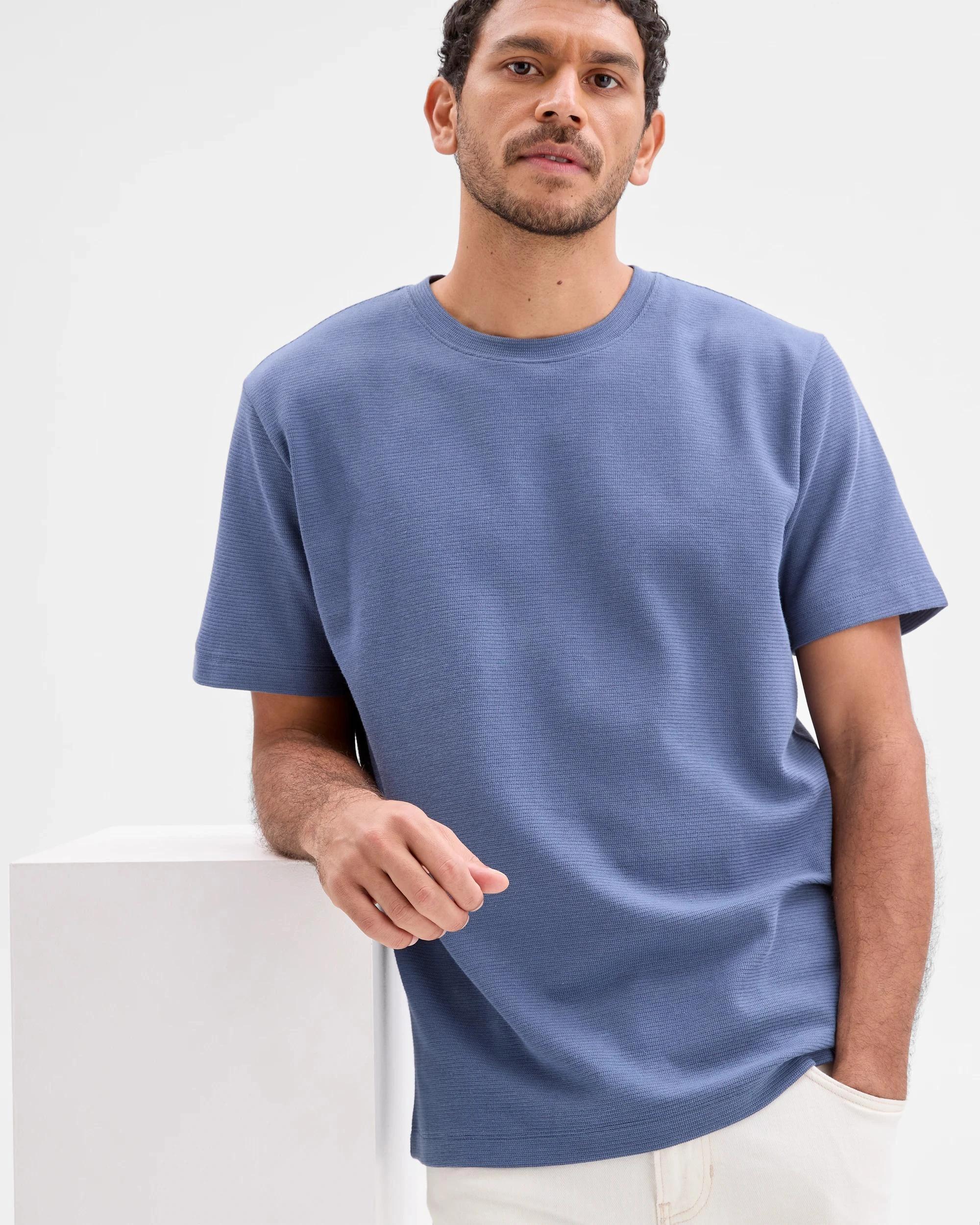 2 Target Australian Cotton Blend Textured T-Shirt BLUE, 2 of 5