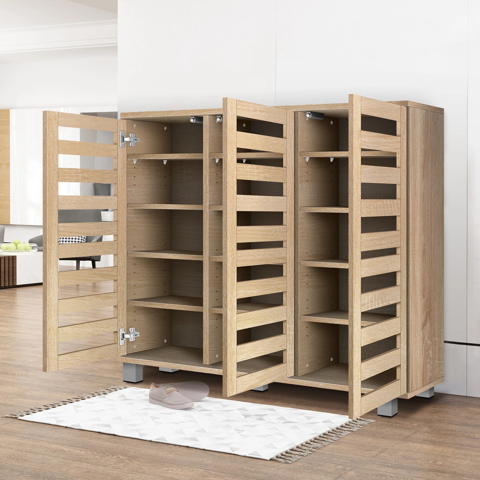 5 Alfordson Shoe Cabinet 30 pairs Storage Rack - Oak, 5 of 10
