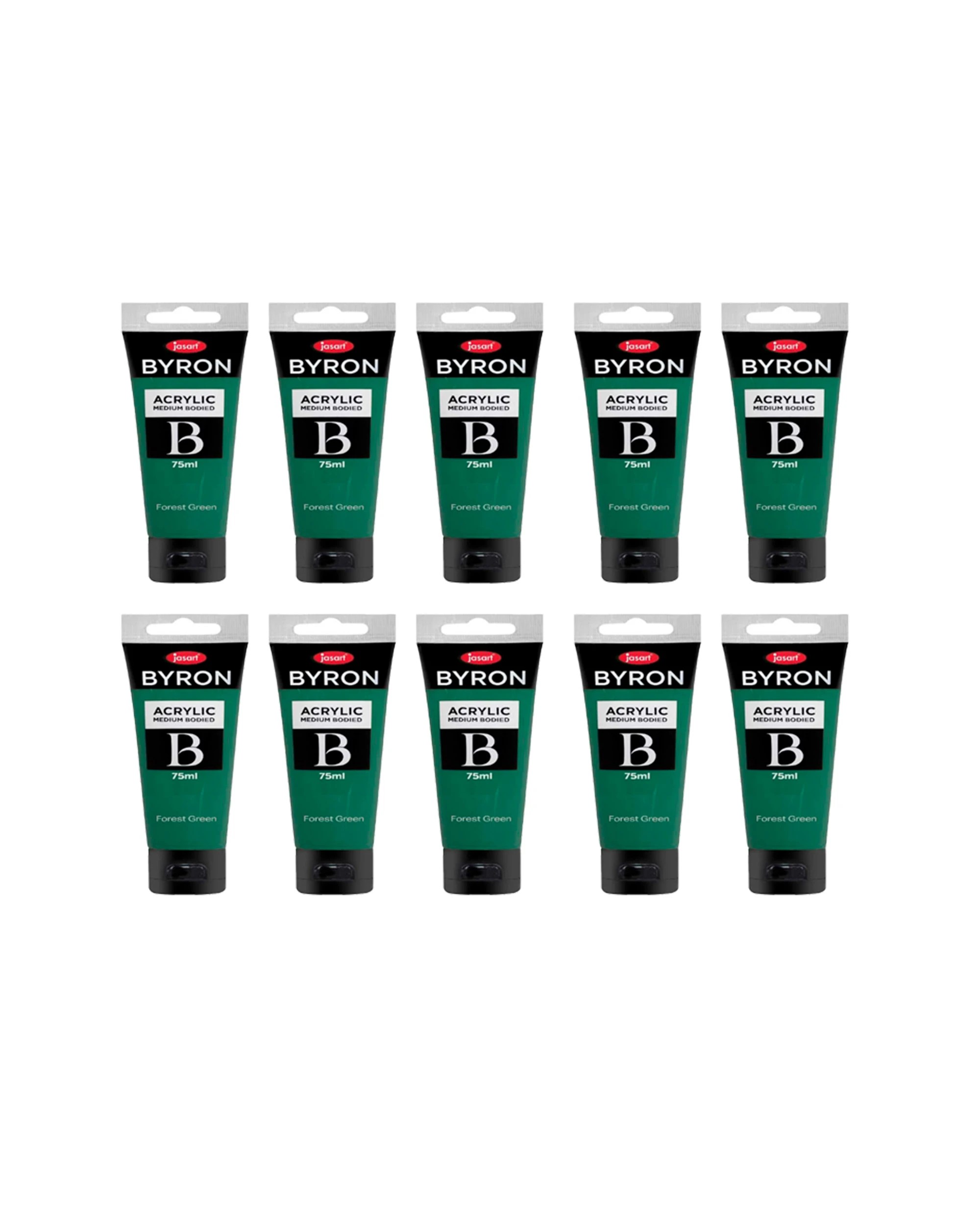 1 Jasart 10PK Byron Acrylic Paint Tube Art Craft Medium Bodied Non Toxic 75ml Forest - Green, 1 of 2