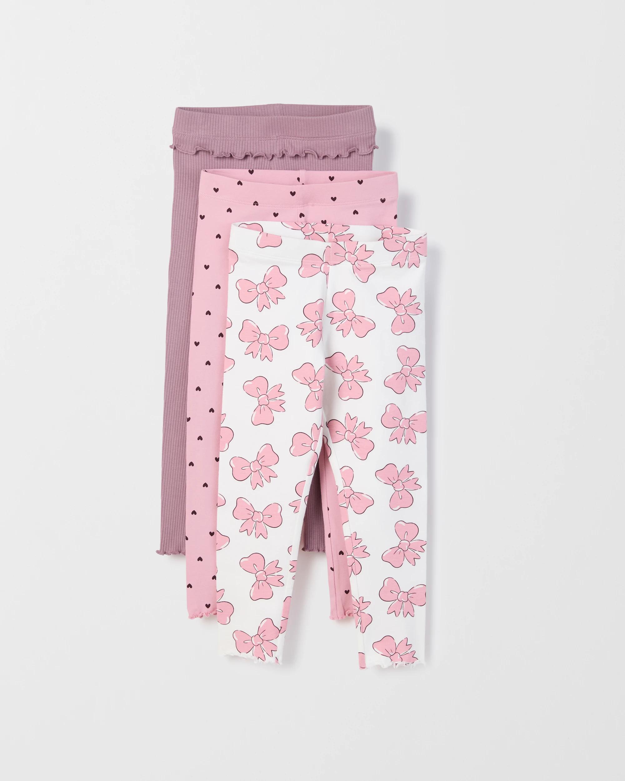 1 Target Kids Australian Cotton 3 Pack Leggings PINK AOP BOW, 1 of 4