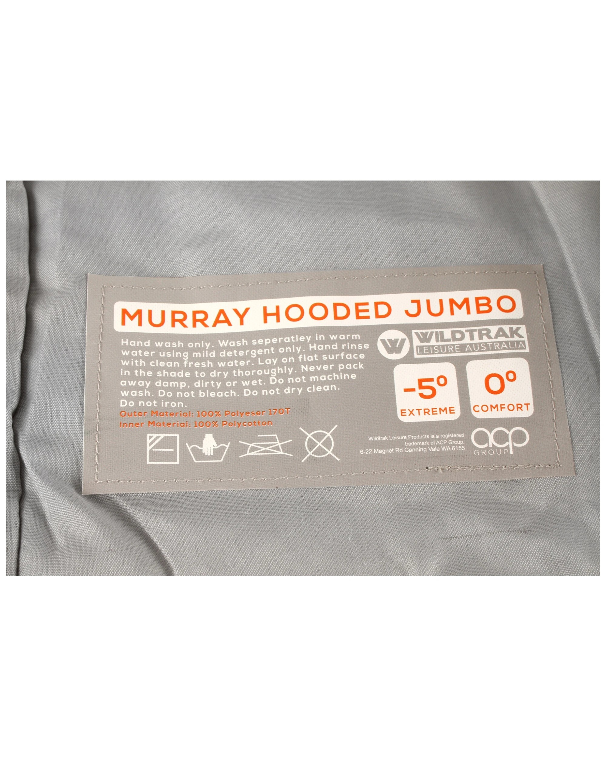 3 Wildtrak Murray Hooded Jumbo Sleeping Bag Auto Locking Zippers - Grey, 3 of 3