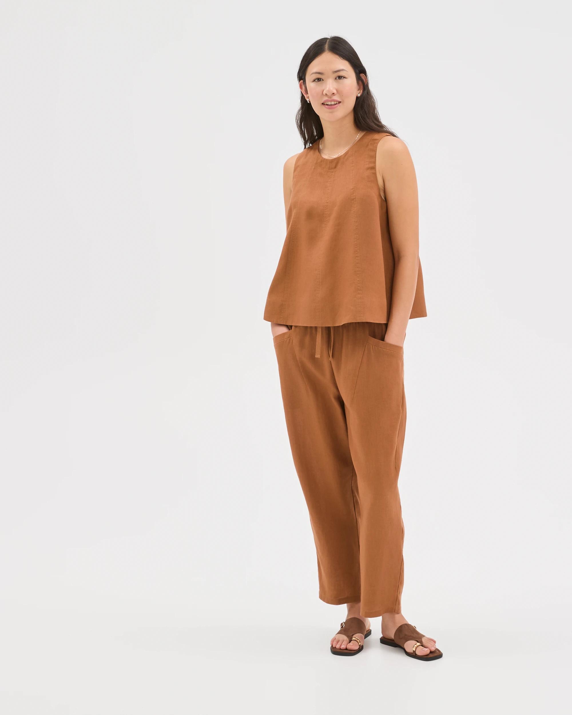 2 Target Woman European Linen Swing Tank Top BUTTERSCOTCH, 2 of 6
