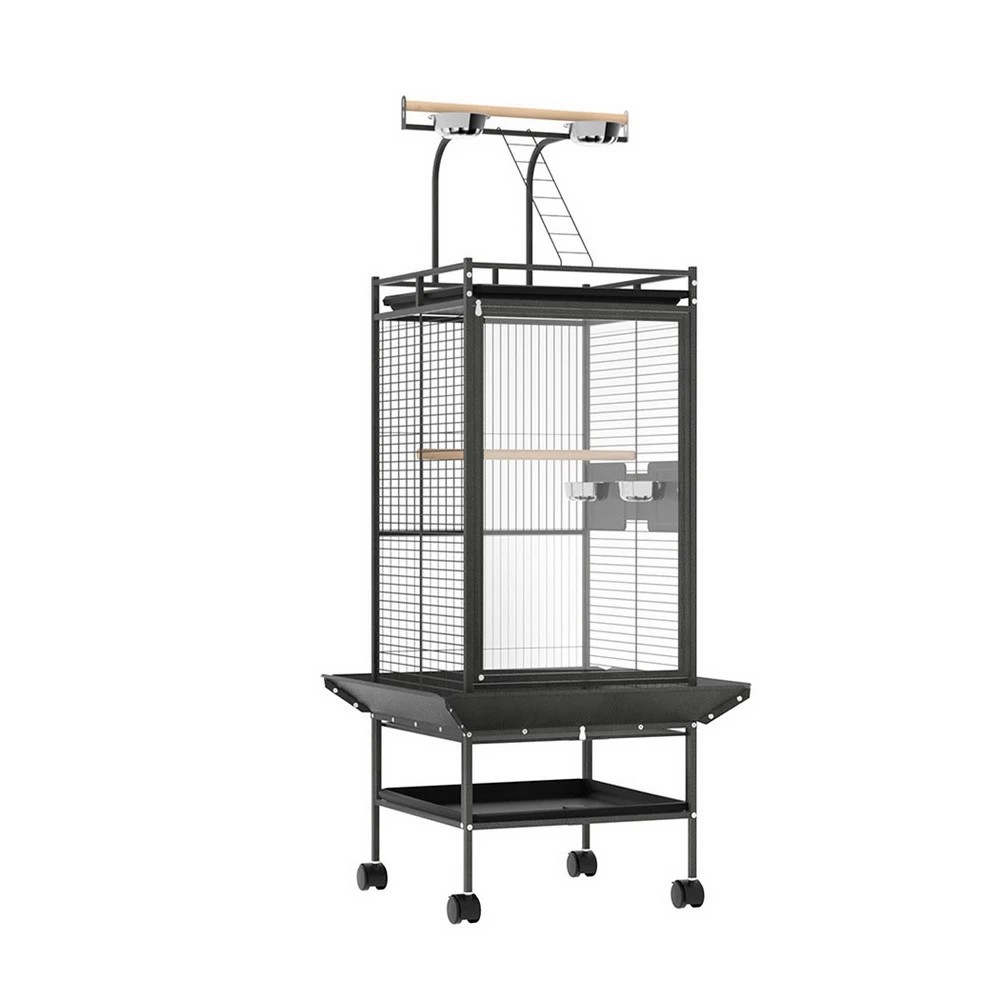 1 i.Pet Bird Cage Large Cages 155cm Parrot Aviary Stand-Alone Budgie Wheels Castor - Black, 1 of 6