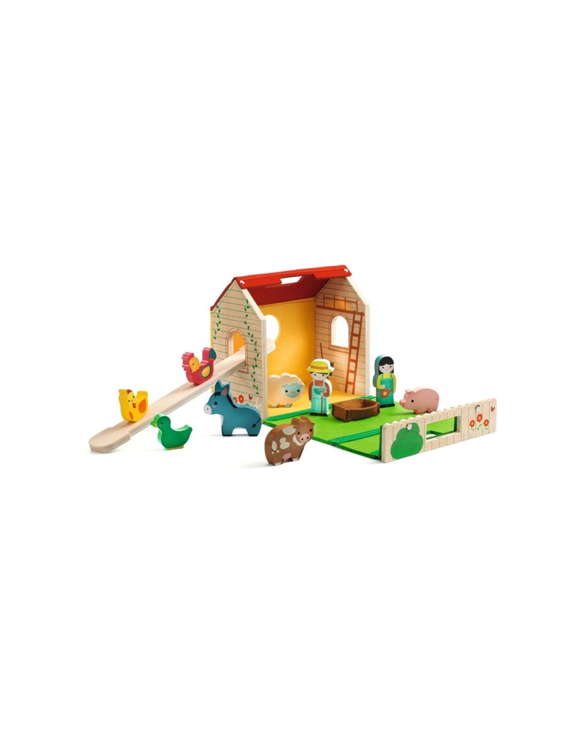 Djeco Softi-Farm Felt And Wood Play Set With 9 Figurines - Multi - Kmart