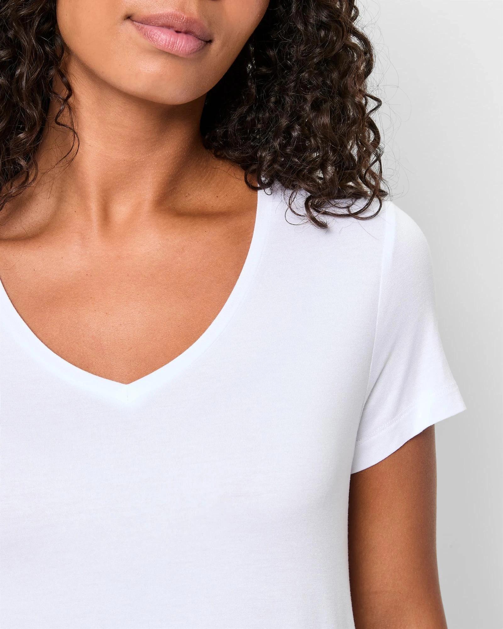 5 Target Woman Short Sleeve V-Neck T-Shirt WHITE, 5 of 5