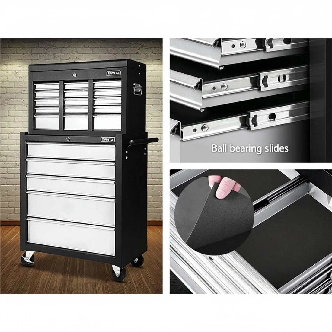2 Giantz 14 Drawer Tool Box Cabinet Chest Mechanic Garage Storage Trolley - Multi, 2 of 5