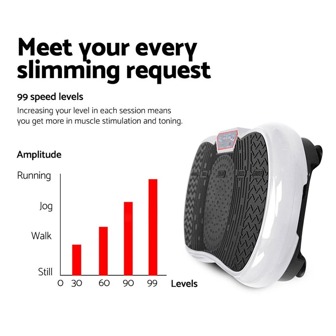 3 Everfit Vibration Machine Platform Vibrator Resistance Rope Home Fitness - White, 3 of 8