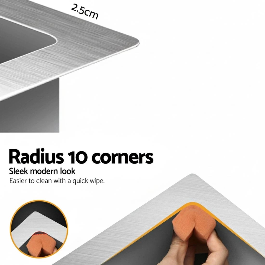 4 Cefito Kitchen Sink 44X34CM Stainless Steel Nano Basin Single Bowl - Silver, 4 of 5