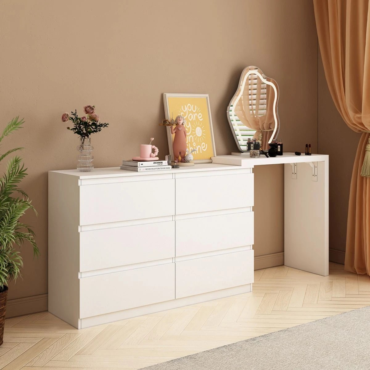4 AUSWAY 6 Chest of Drawers Dresser Makeup Vanity Table, 4 of 7