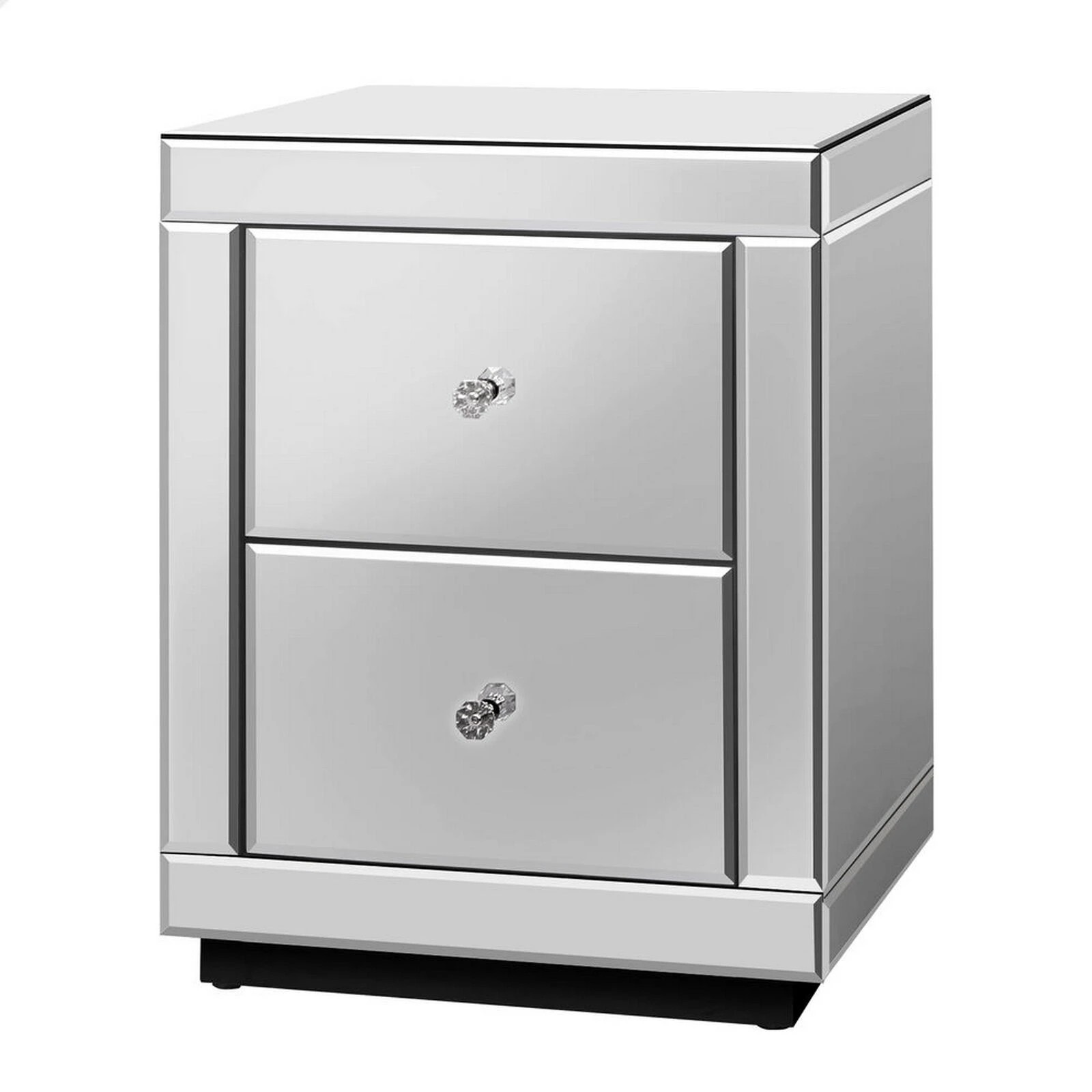 1 Alfordson Bedside Table Mirrored Cabinet Nightstand Side End Table Drawers - Silver, 1 of 10