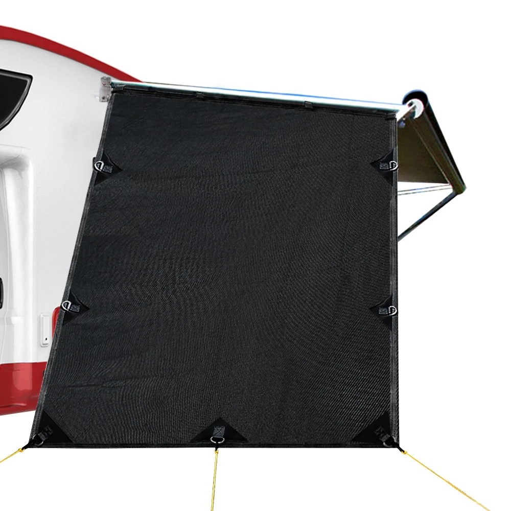 1 Weisshorn Caravan Privacy Screen Roll Out Awning 1.95x2.2M Sun Shade End Wall Side - Black, 1 of 6