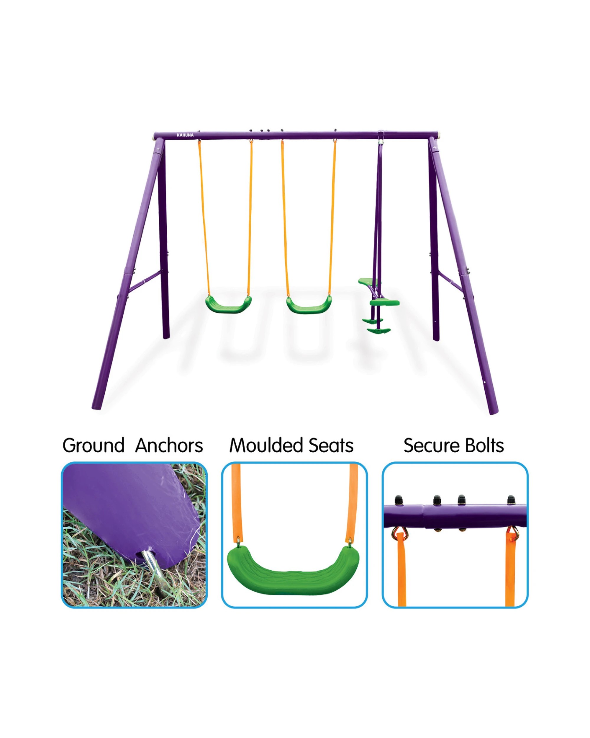 5 Kahuna Kids 4-seater Swing Set Purple Green, 5 of 8