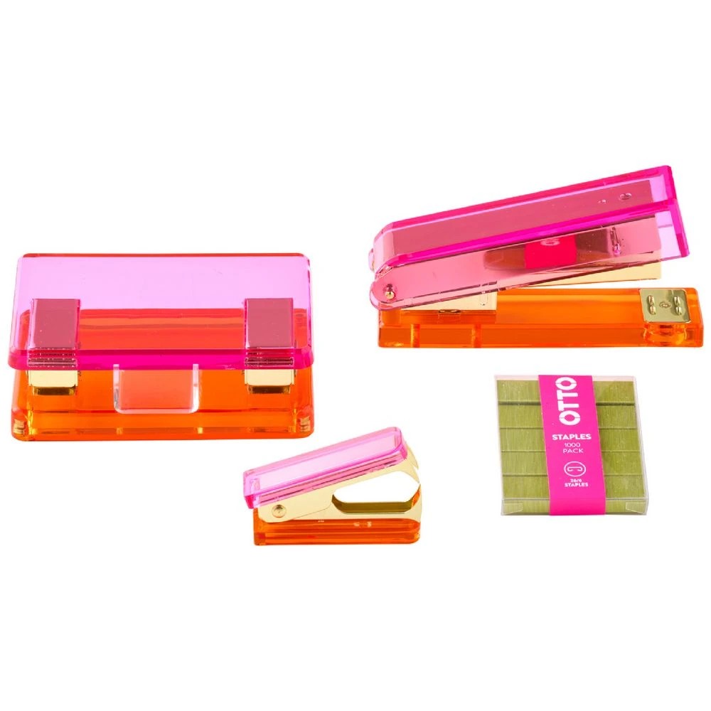1 Otto Stapler Acrylic Pink and Coral Set, 1 of 4