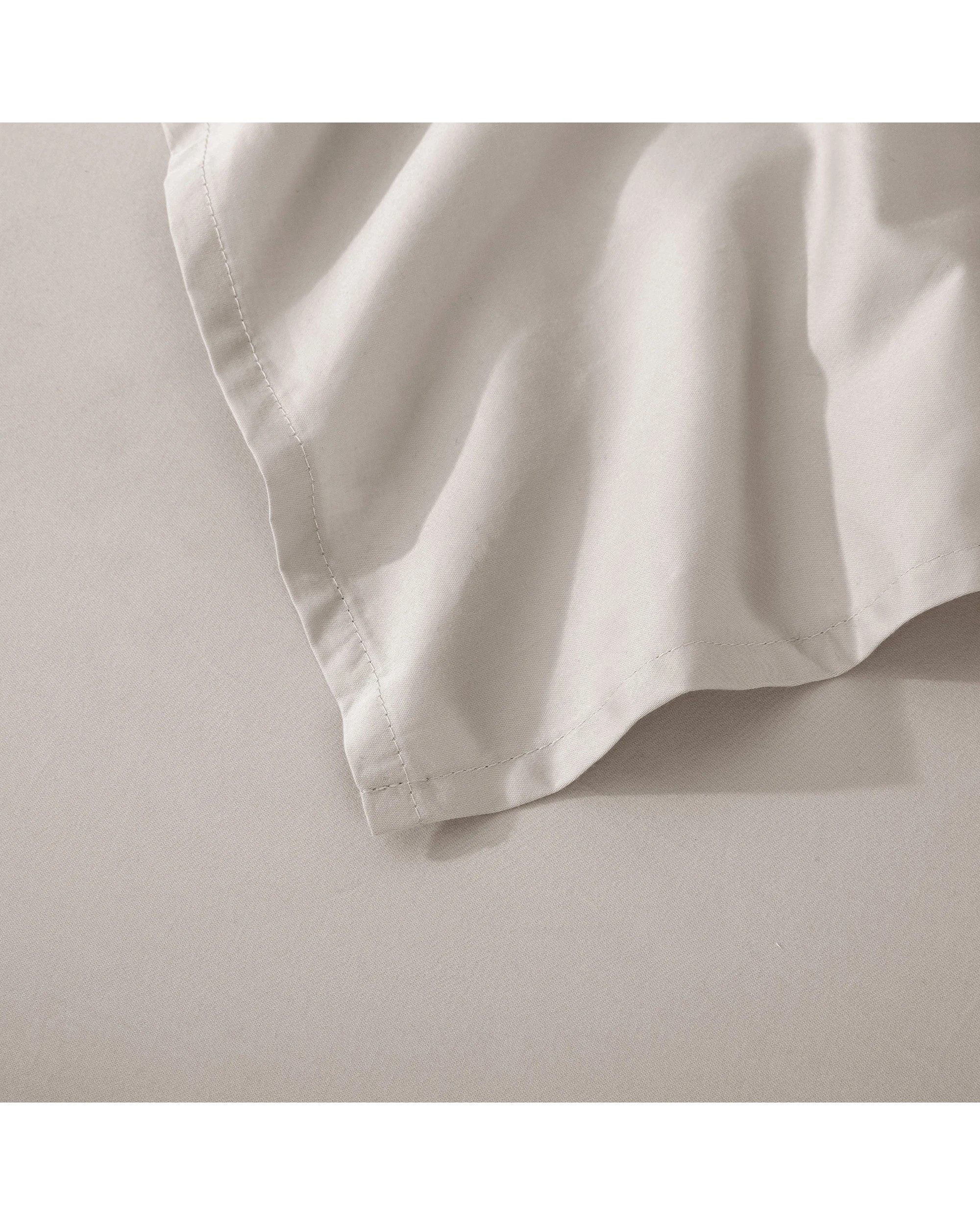 2 ESSN 500TC Cotton Sateen Flat Sheet - Queen Bed - Stone, 2 of 5