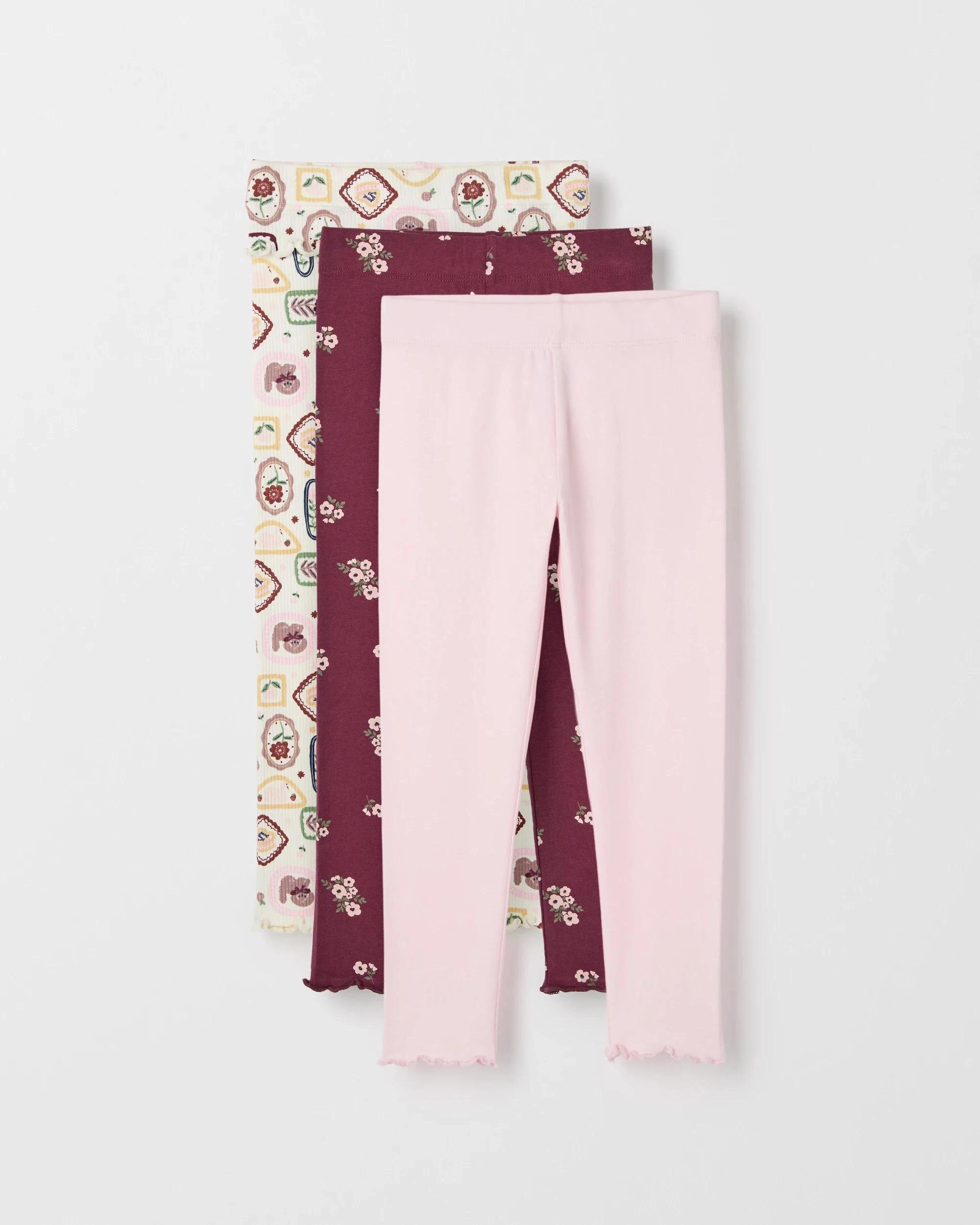 1 Target Kids Australian Cotton 3 Pack Leggings STAMP/DITSY/SOLID, 1 of 5