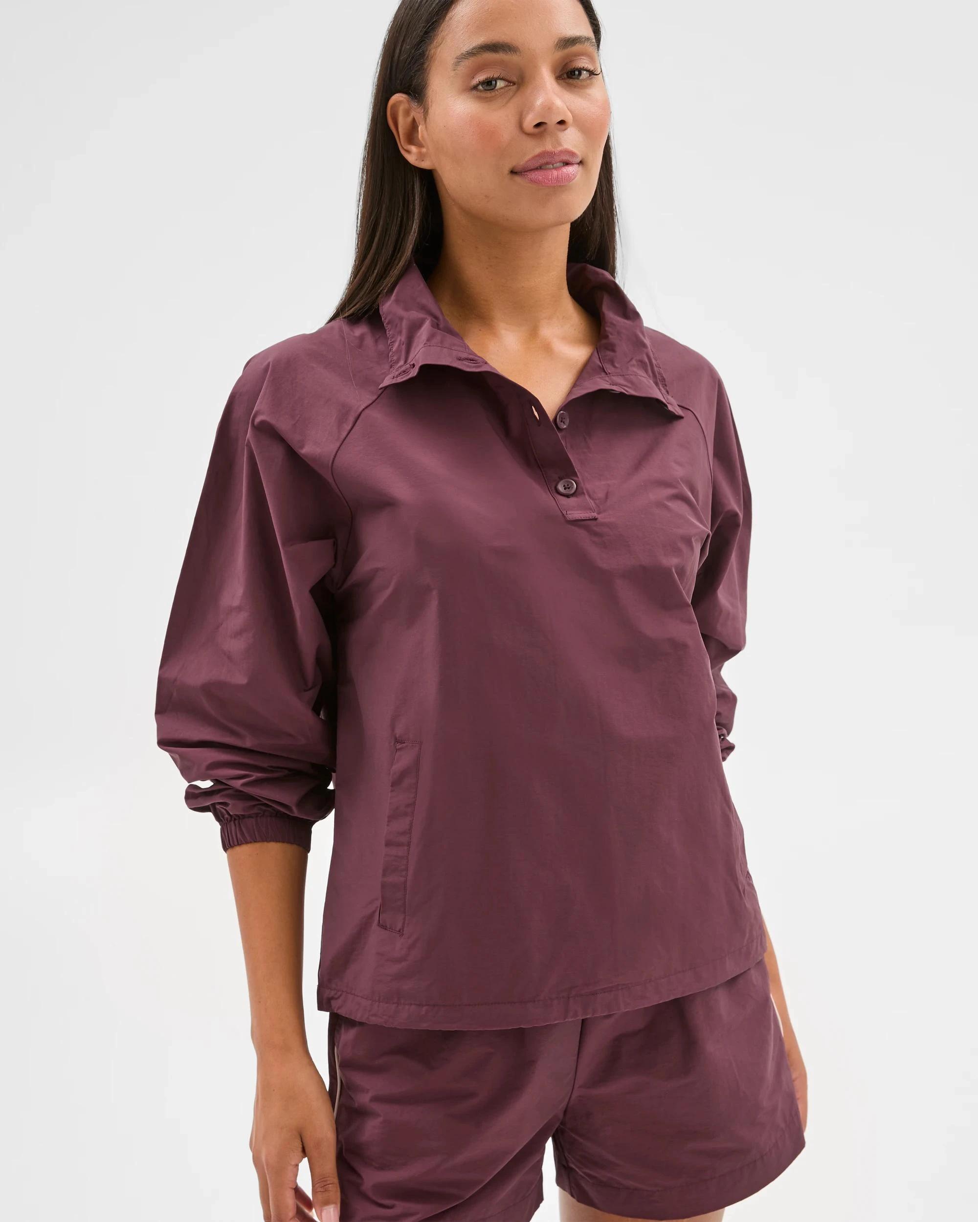 3 Target Active Australian Cotton Blend Woven Polo Anorak WINE, 3 of 7