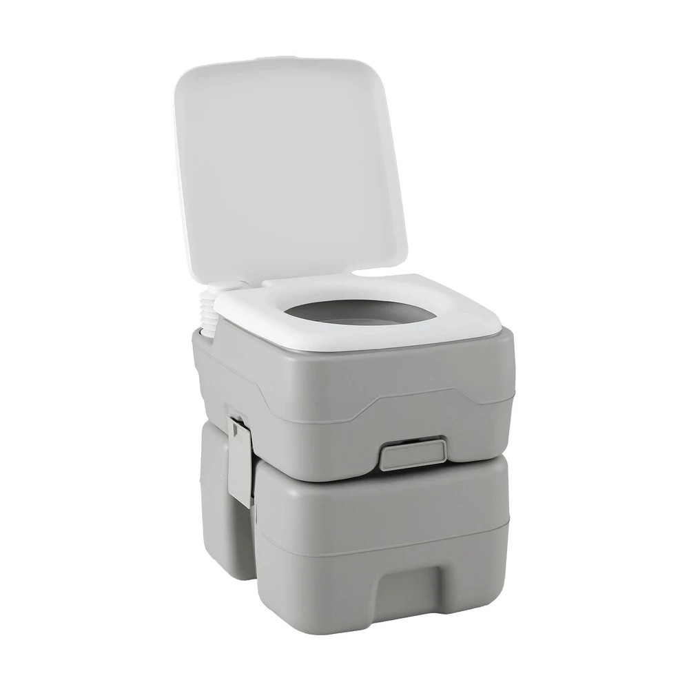 1 Weisshorn 20L Portable Camping Toilet Outdoor Flush Potty Boating - Grey, 1 of 8