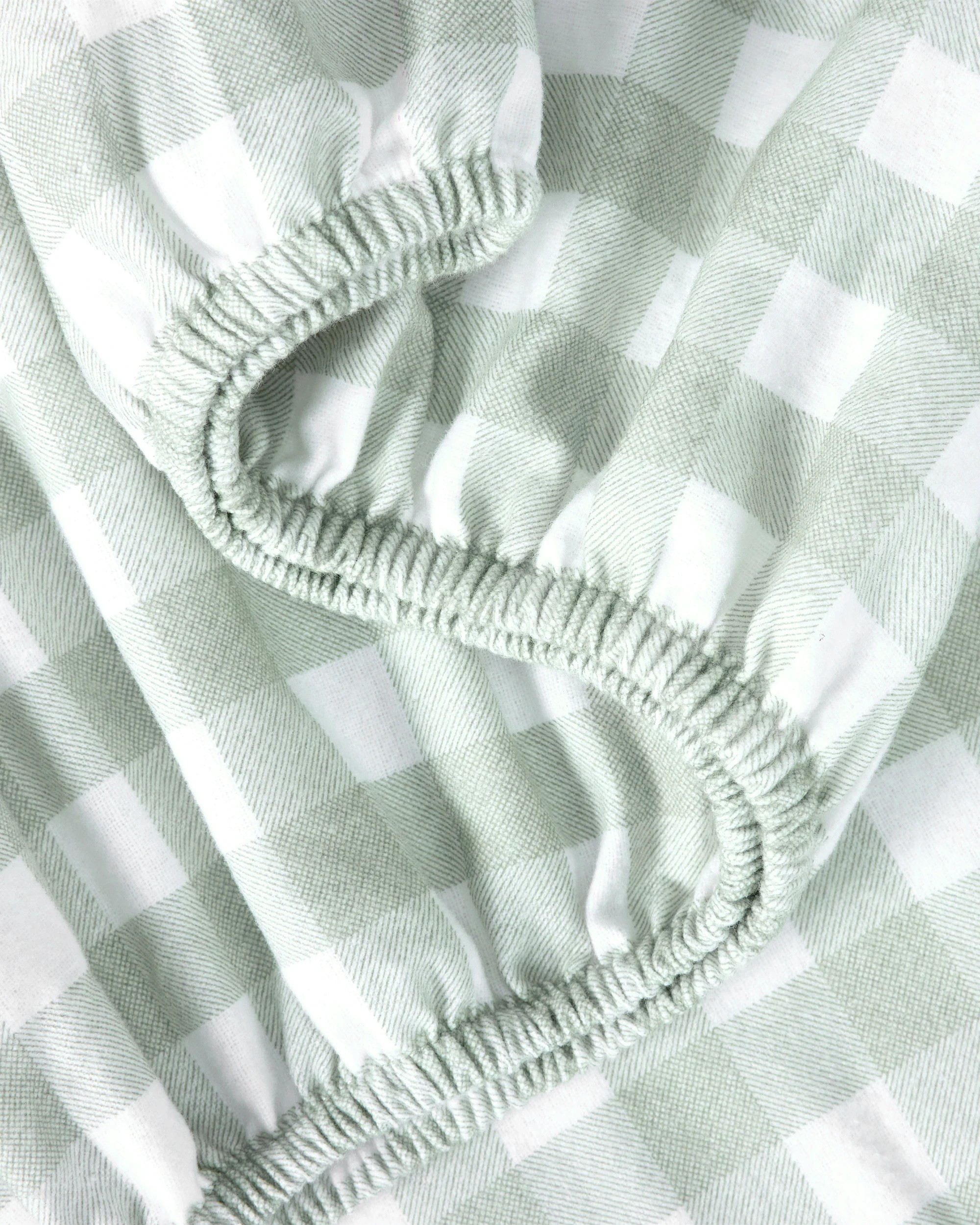 3 Gingham Cotton Flannelette Sheet Set - Queen Bed, Sage, 3 of 7