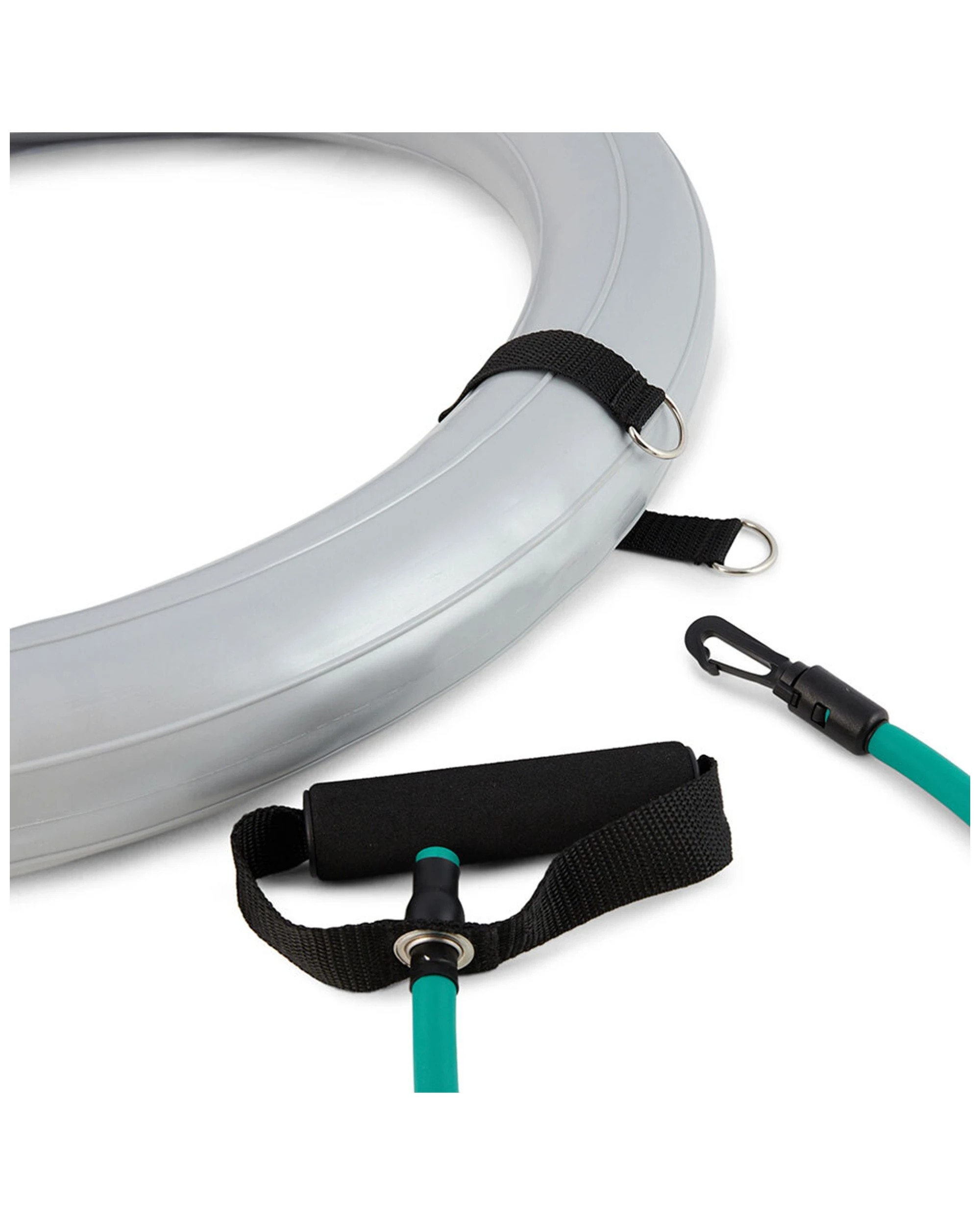 3 Body Sculpture Gym Ball Set 65cm With Cushioned Base Bungee Cords And Pump - Silver, 3 of 3