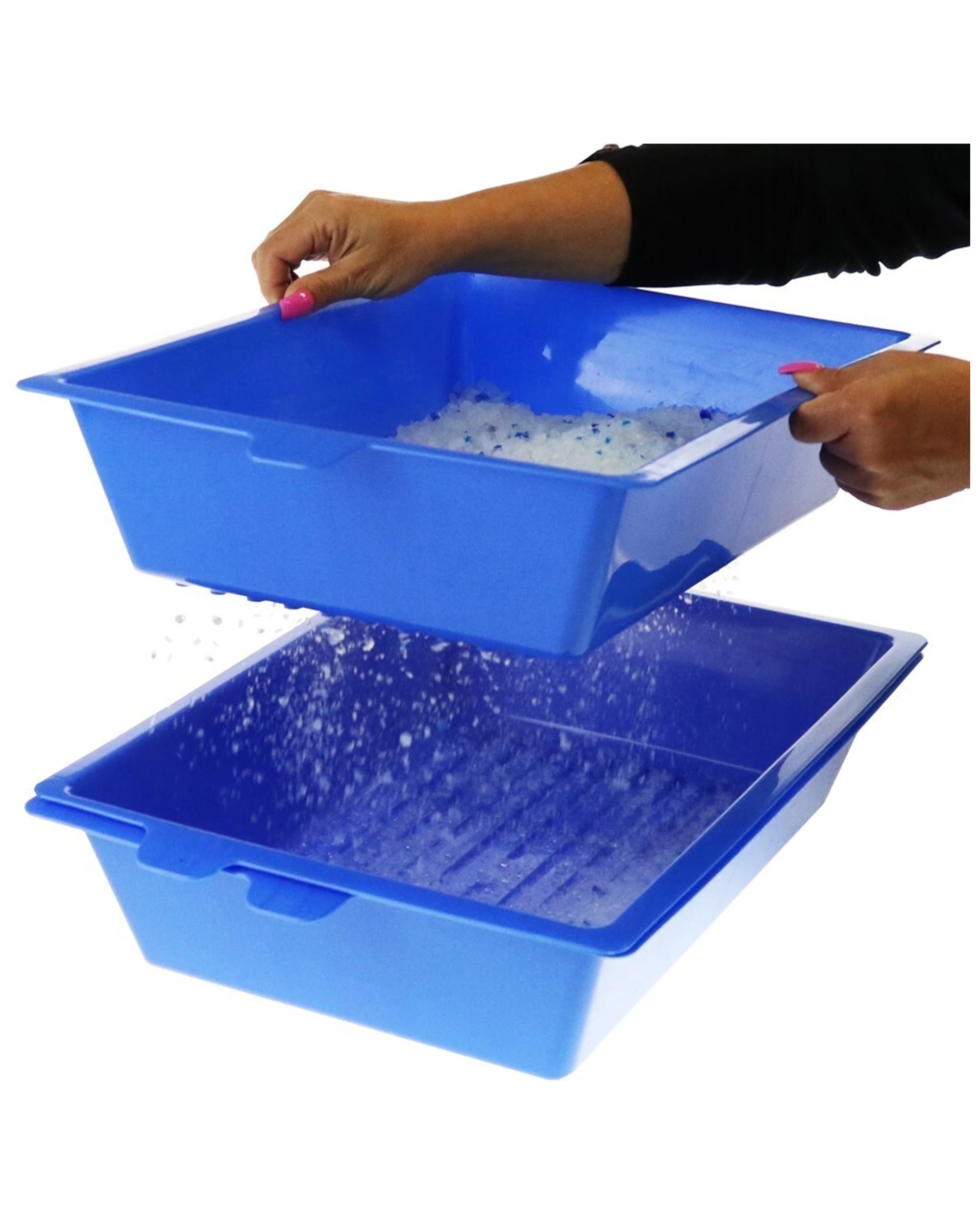 3 Paws And Claws 45cm Lift N Sift Cat Litter Tray Easy Waste Removal Container - Blue, 3 of 4