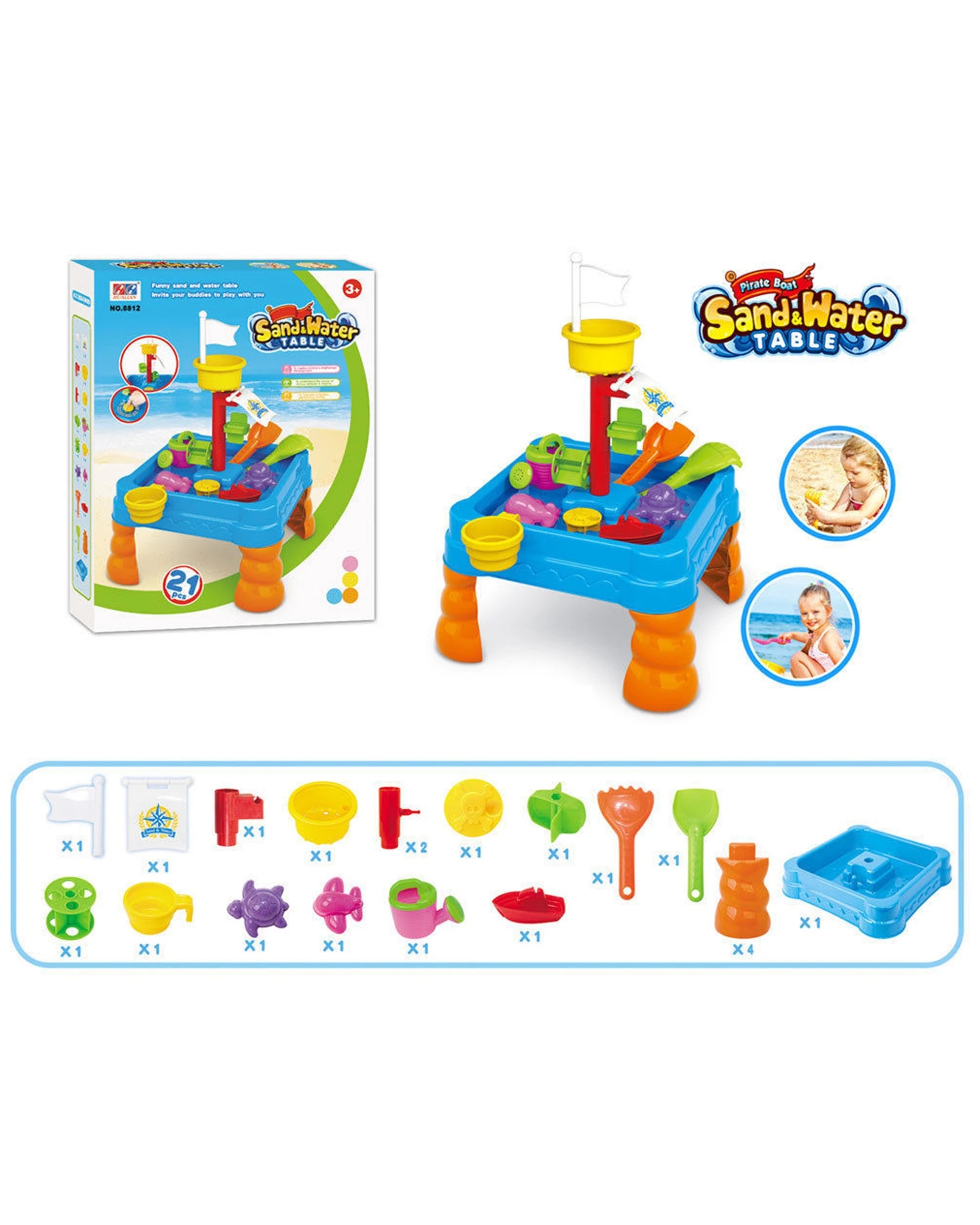 2 Lenoxx 58cm Kids Sand Water Play Table 21pc Outdoor Sandpit Toys Set Outdoors - Multi, 2 of 3