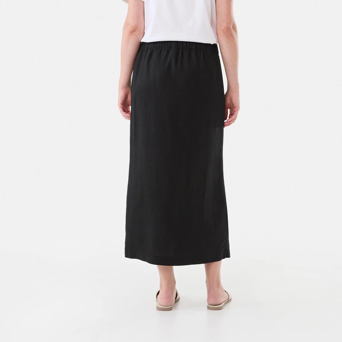 3 Button Through Midi Skirt Black, 3 of 4