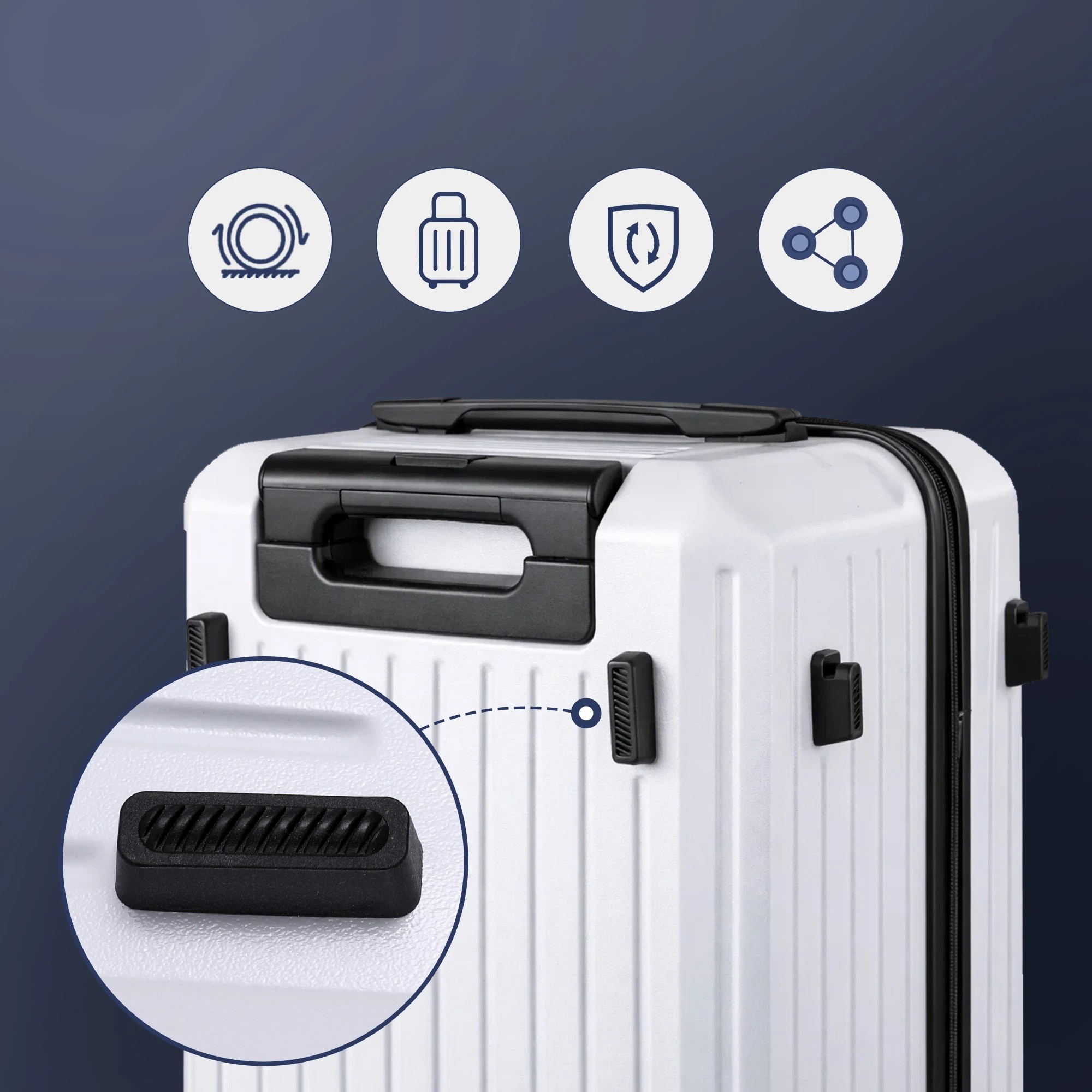 7 Wanderlite 2pcs Trunk Luggage Suitcase Travel Carry On TSA Lock 12" 20" - White, 7 of 8