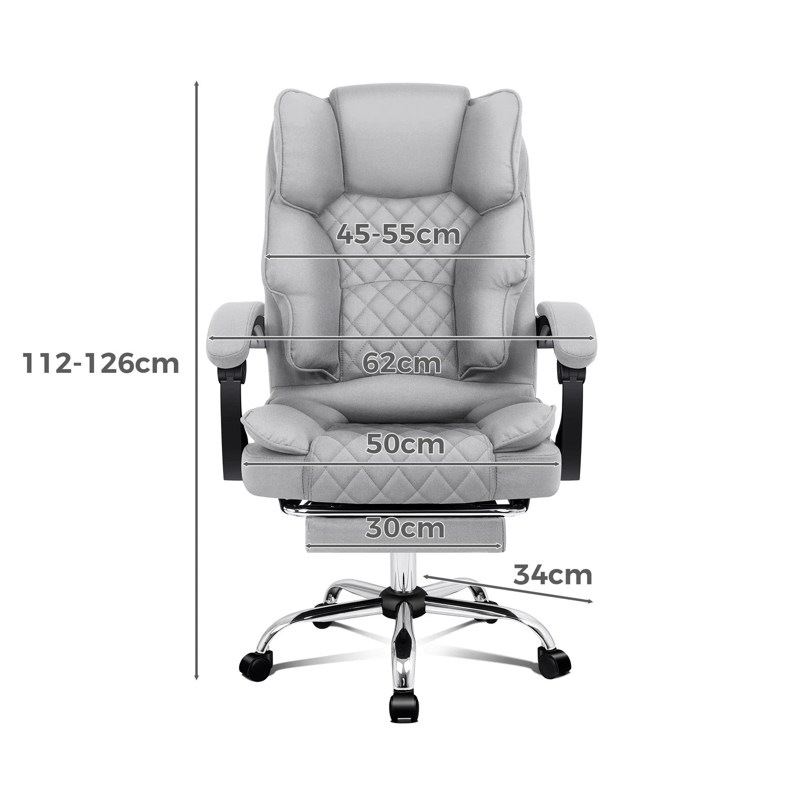 3 Alfordson Office Chair Gaming Executive Seat Computer Racer Fabric Recliner - Grey, 3 of 10