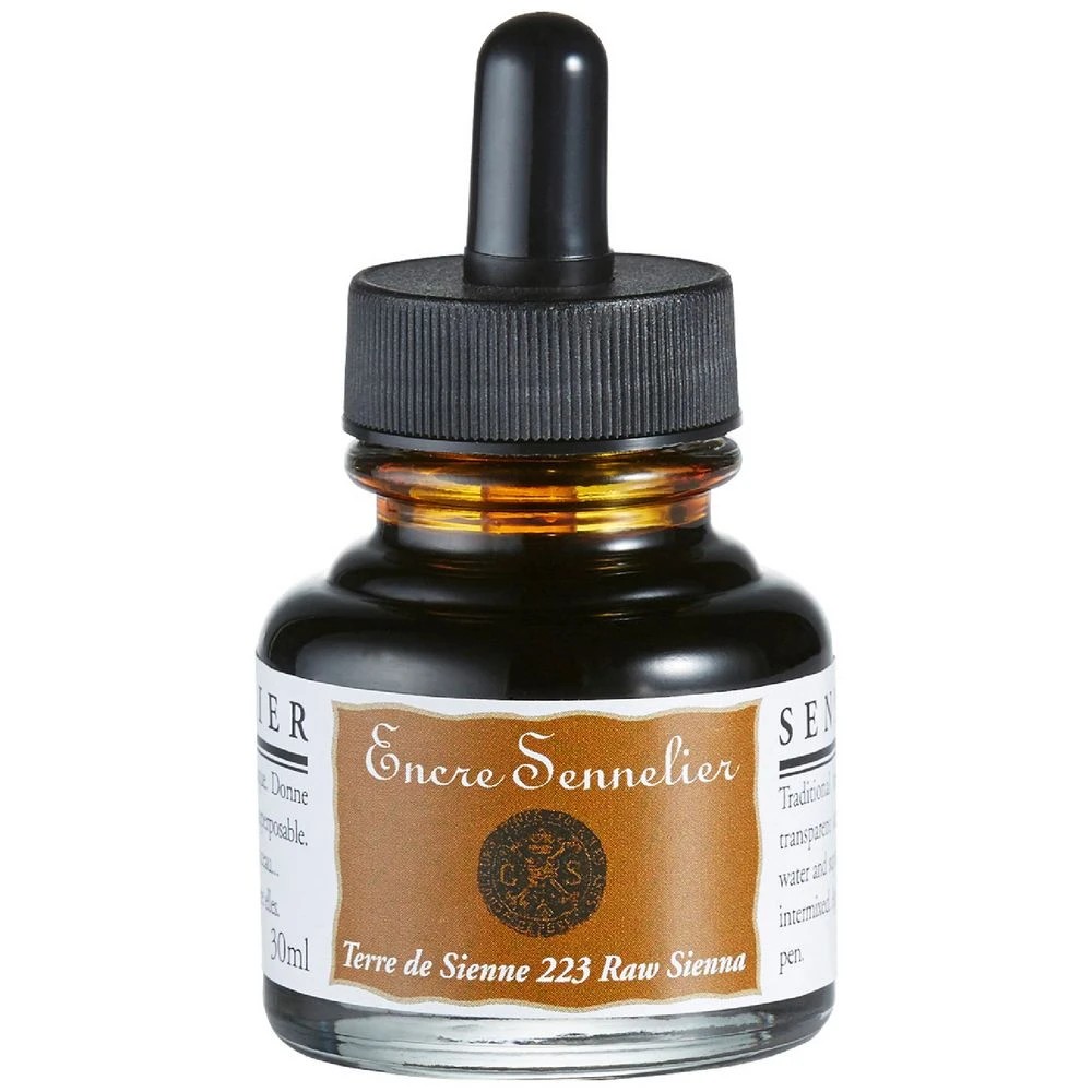 1 Sennelier Encre Drawing Ink 30mL Raw Sienna, 1 of 2