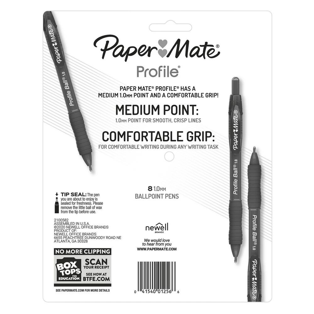 5 Paper Mate Profile Retractable Ballpoint Pen 1mm Black 8 Pack, 5 of 5