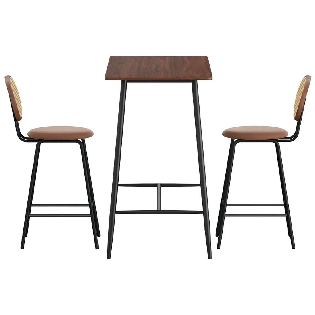 5 Artiss Bar Table Stools Set Dining Desk Industrial Kitchen Chairs Cafe Pub - Brown, 5 of 8