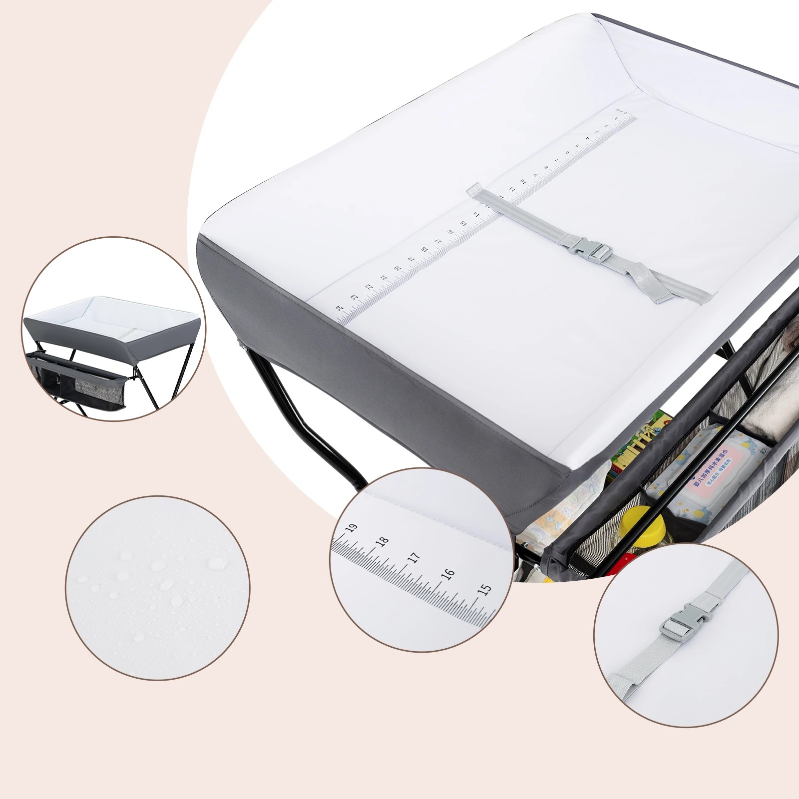 3 Costway Folding Change Table Nursery Organizer, 3 of 7