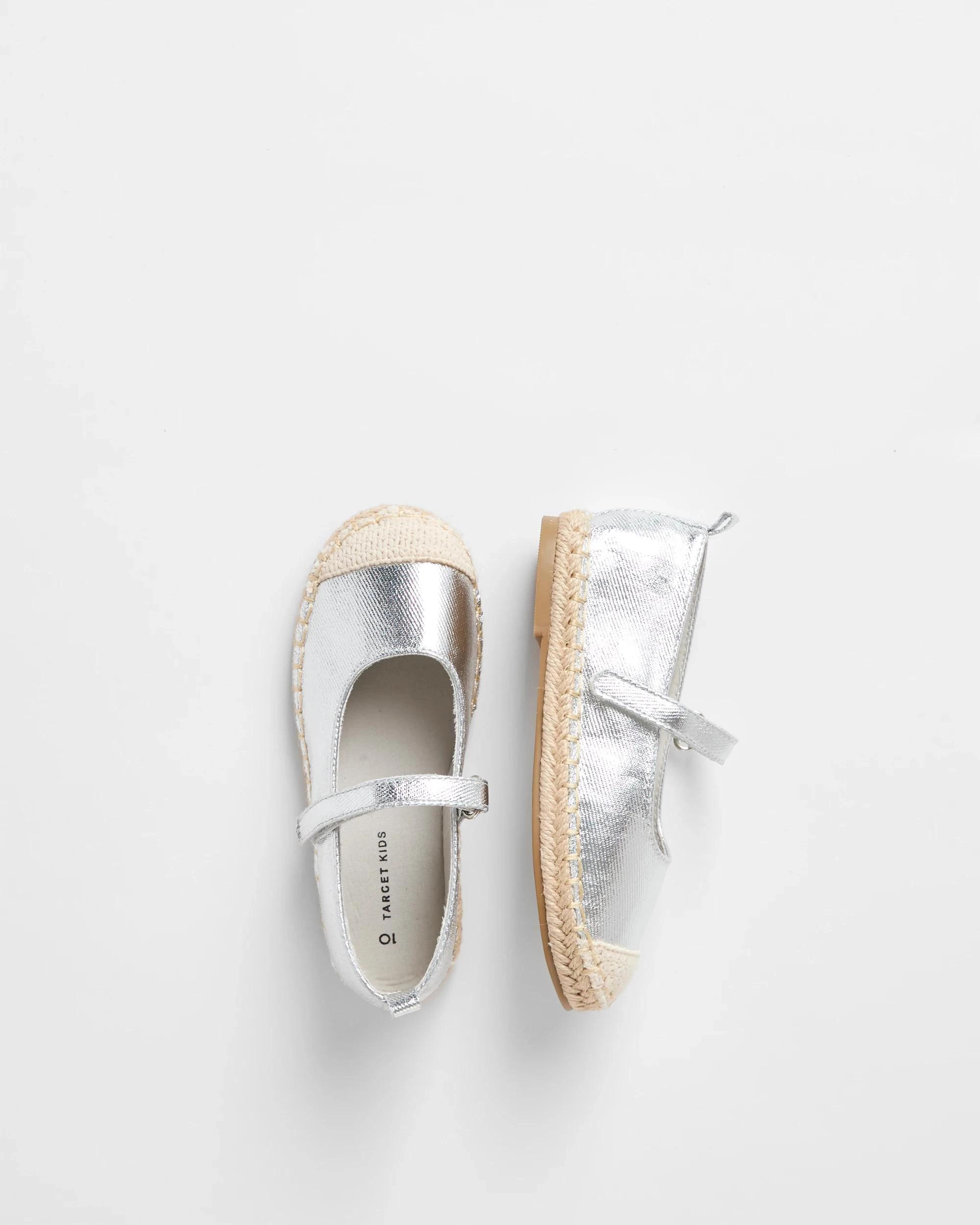 3 Target Girls Junior Espadrille Ballet Flat SILVER, 3 of 3