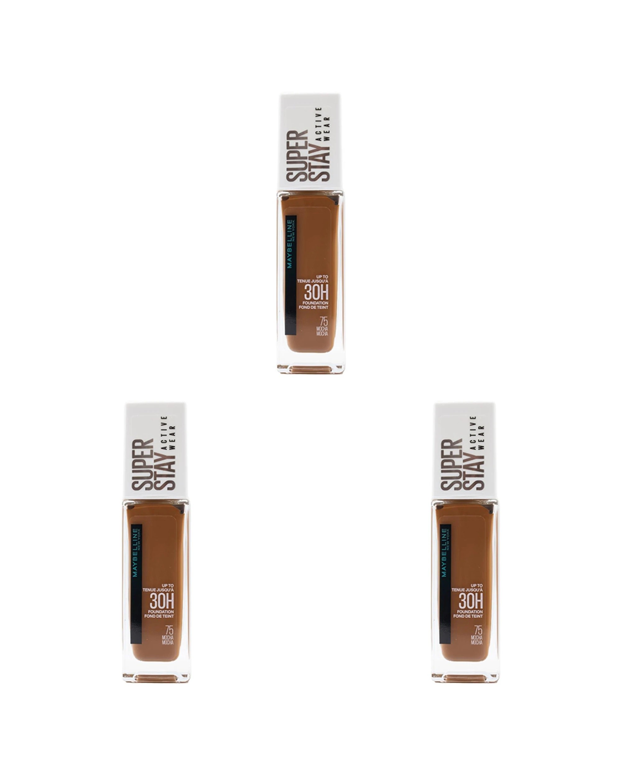 1 Maybelline 3PK 30ml Super Stay Active Wear 30H Foundation Satin Matte Full - Brown, 1 of 4