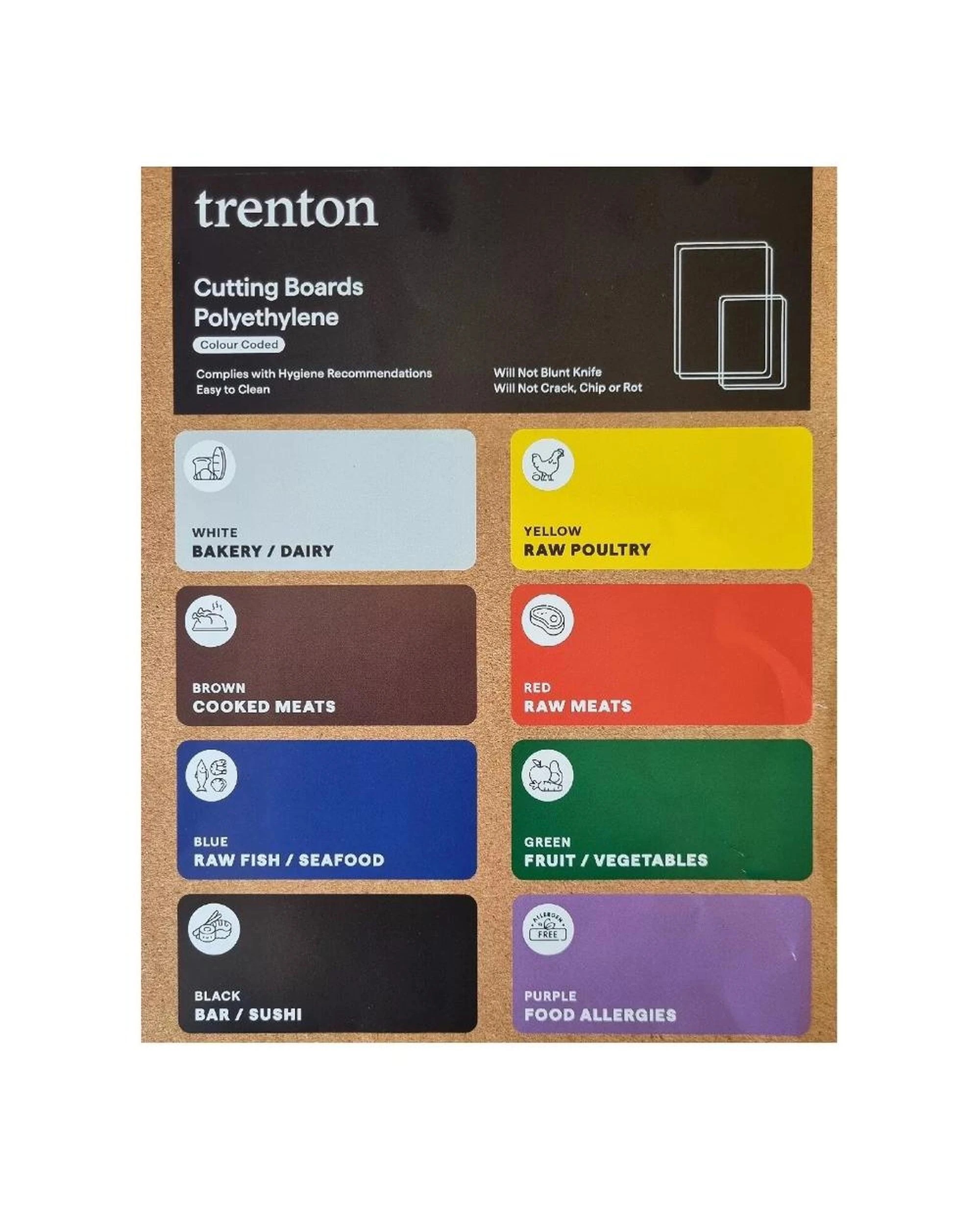 2 Trenton Reversible Cutting Chopping Board 530 X 325 X 20mm Black HACCP, 2 of 2