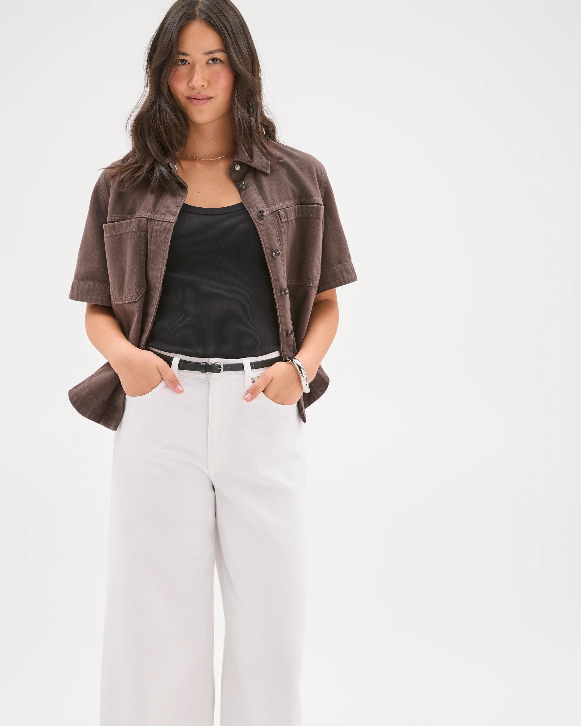 6 Target Denim Cotton Blend Culotte Denim Pants WHITE, 6 of 7