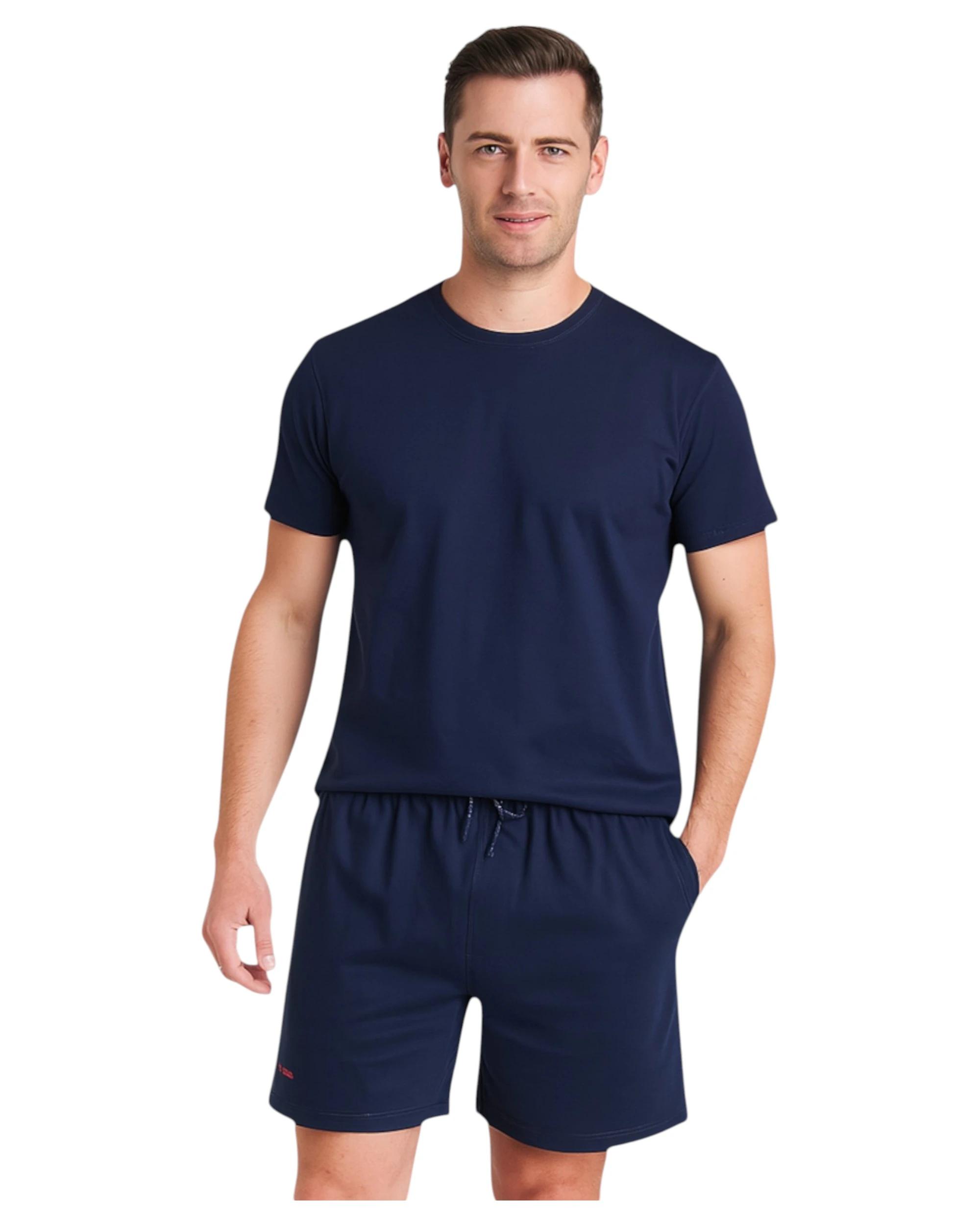 3 KingGee Mens Ruggers Active Poly Cotton Jersey Sweat Short Navy NAVY, 3 of 4