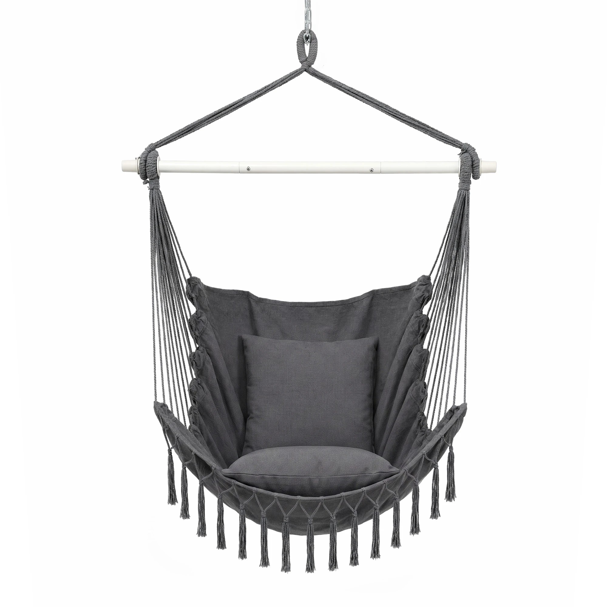 2 Gardeon Hammock Chair Camping Macrame Hanging Swing with Cushions Tassels 120kg Capacity - Grey, 2 of 8