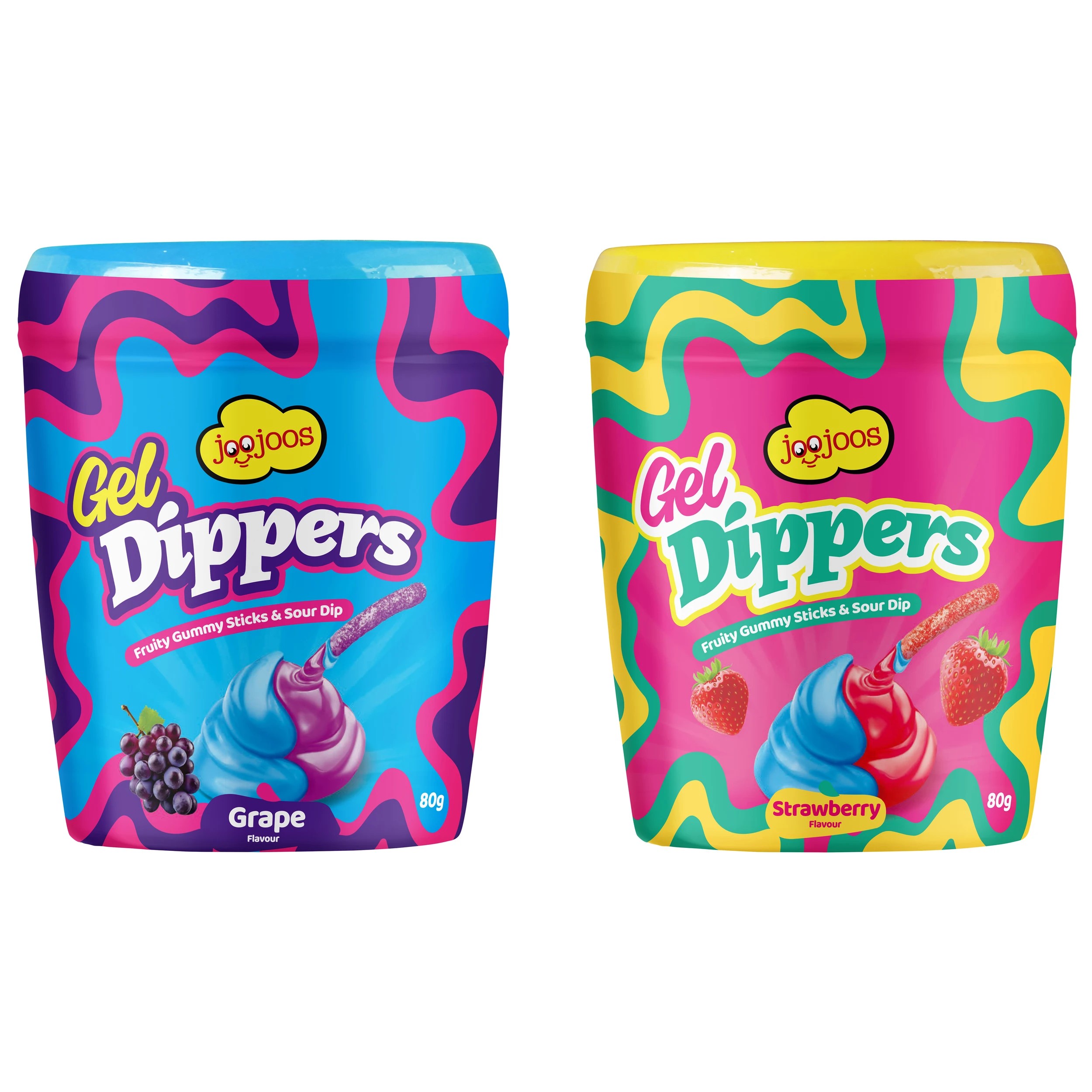 1 Joojoos Gel Dippers Fruity Gummy Sticks & Sour Dip 80g - Assorted, 1 of 2