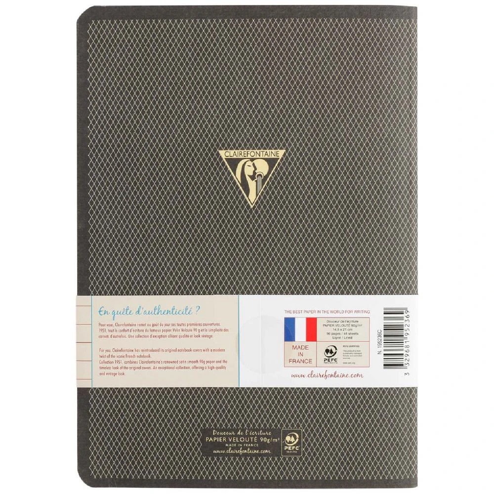 6 Clairefontaine 1951 A5 Stapled Notebook Ruled 96 Page Black, 6 of 6