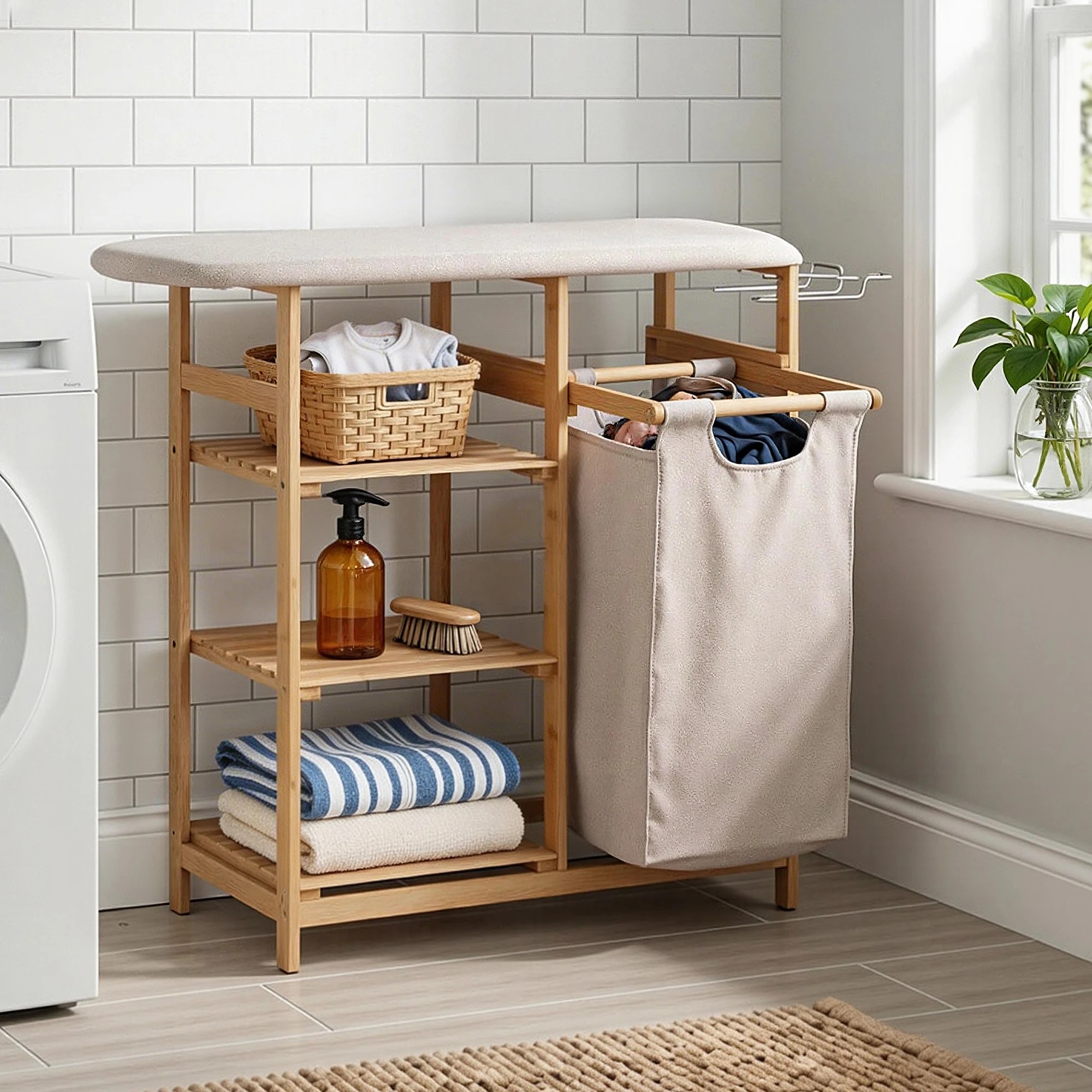 9 Artiss Laundry Hamper Laundry Basket Organizer with Ironing Board - Natural, 9 of 9