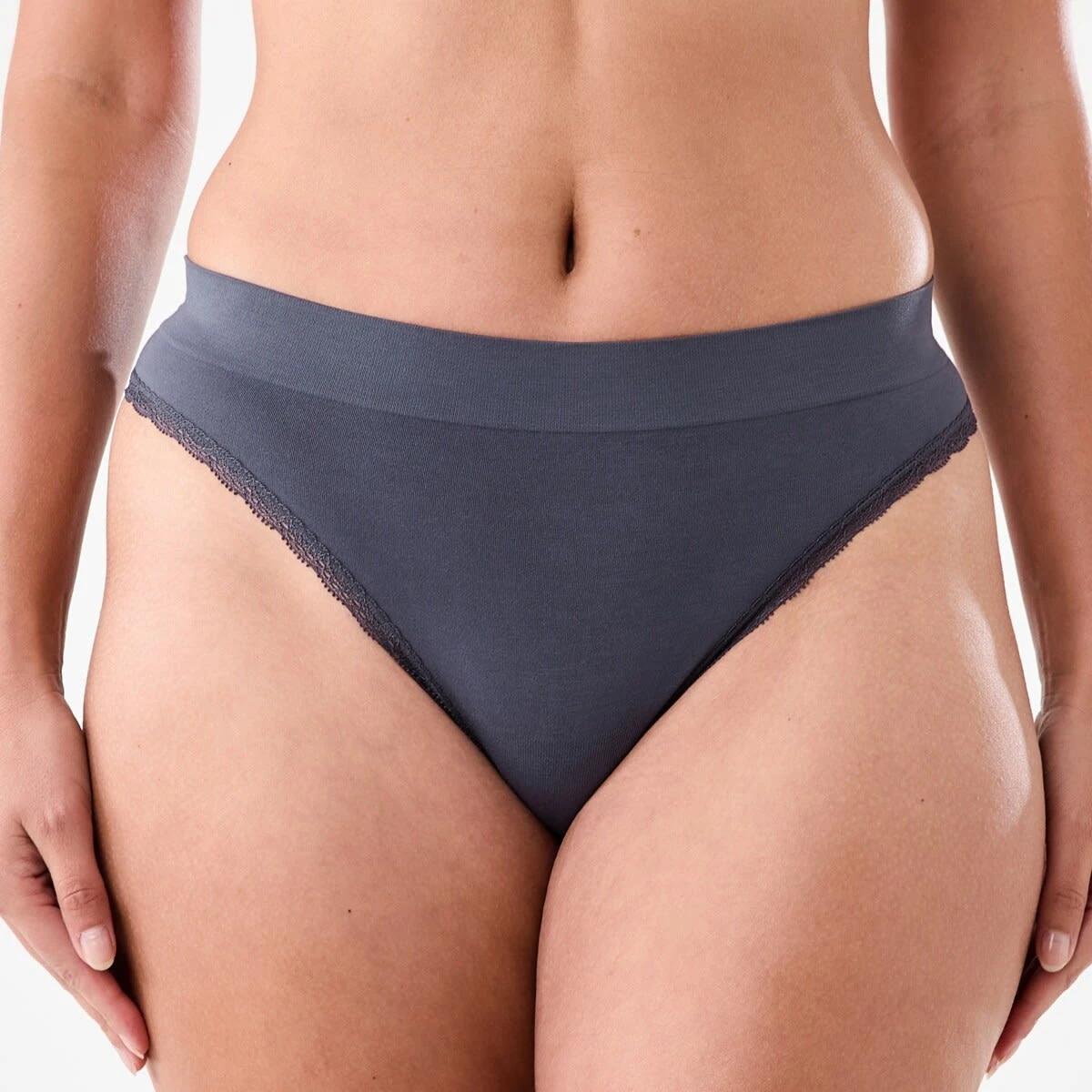 6 3 Pack Seamfree Bamboo Lace G-string Briefs HALOGEN BLUE, SILVER MARLE, SHADOW NAVY, 6 of 8