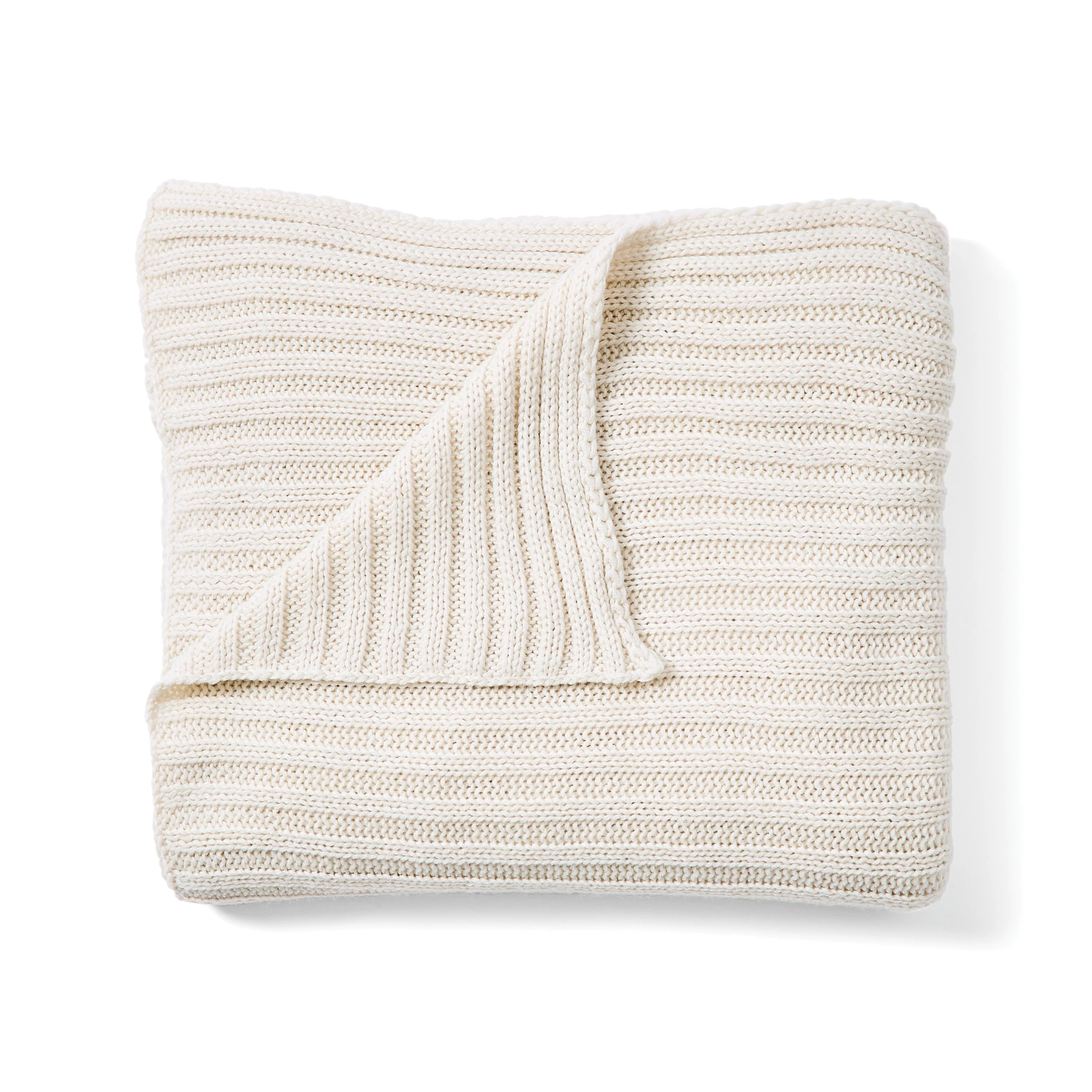4 Chunky Knit Ribbed Throw - Ivory, 4 of 7