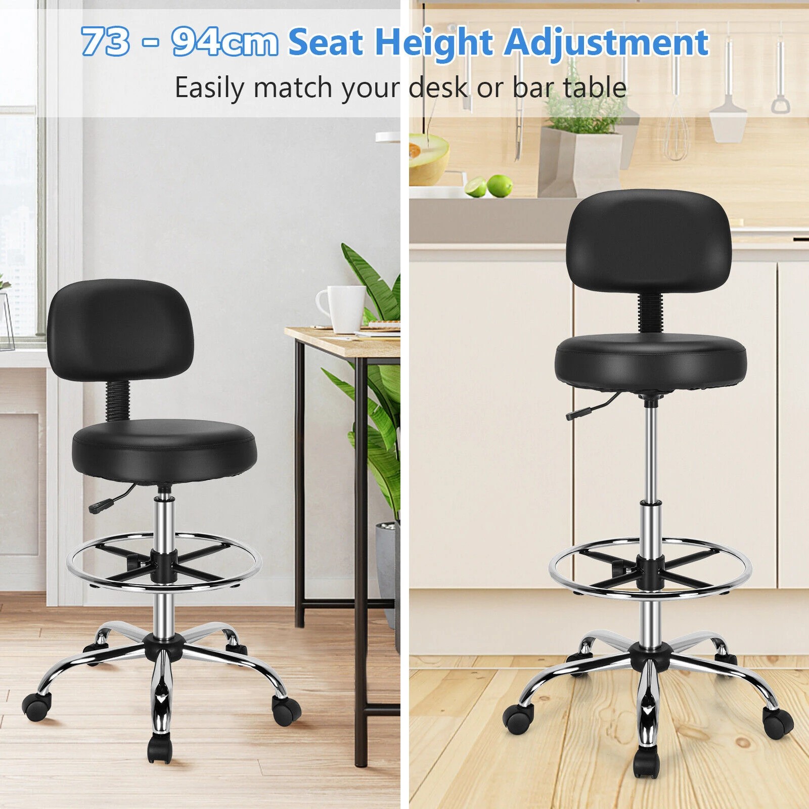 3 Costway Swivel Drafting Chair Ergonomic Office Armchair, 3 of 9